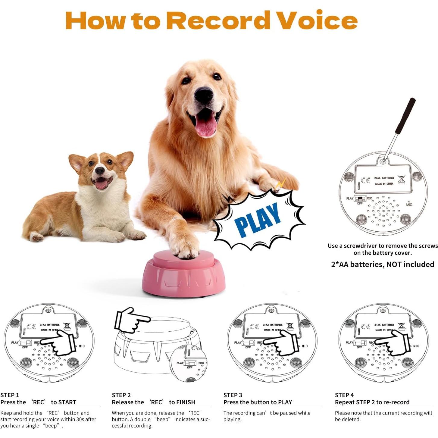 Botón Grabable para Mascotas ipawspace - 6 Colores, 30 Segundos