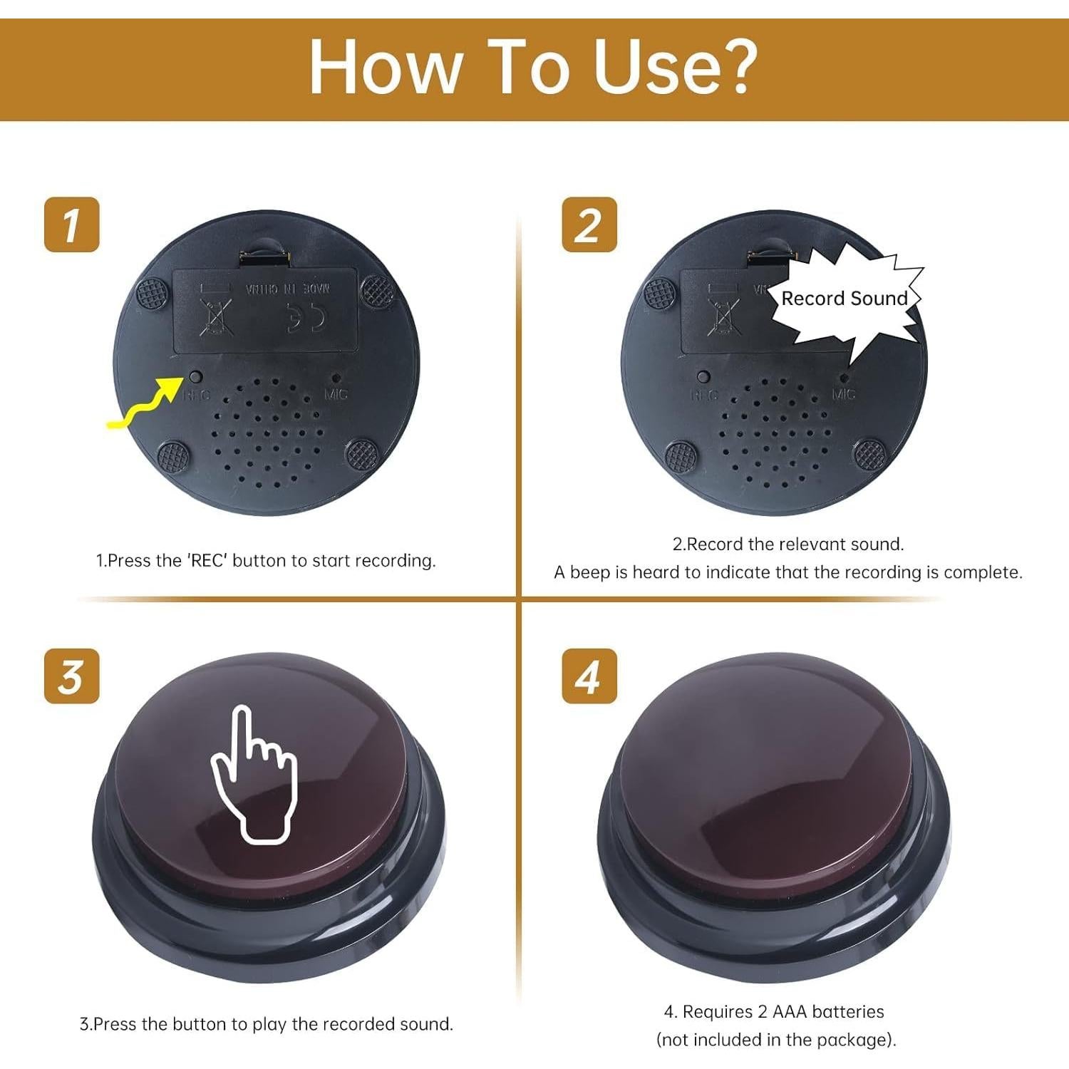 Botón de Grabación de Voz PELTEFLU 30 Segundos 4 Colores