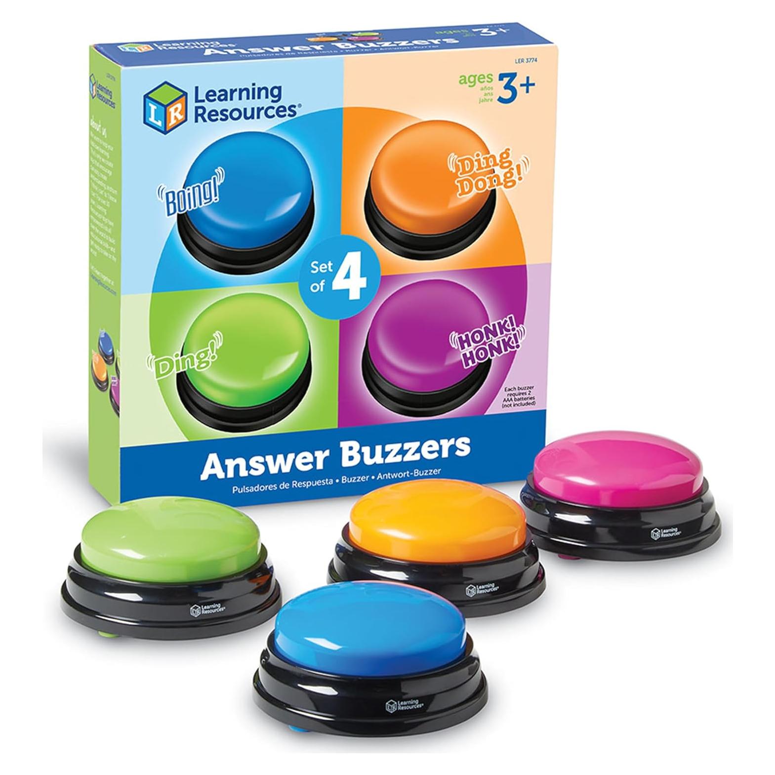Learning Resources Answer Buzzers - Classroom Must Haves Supplies, Kids Toys, Sound Effect Button, Family Game Shows, Buzzers for Trivia, Participation Tools Boys and Girls Birthday Gifts