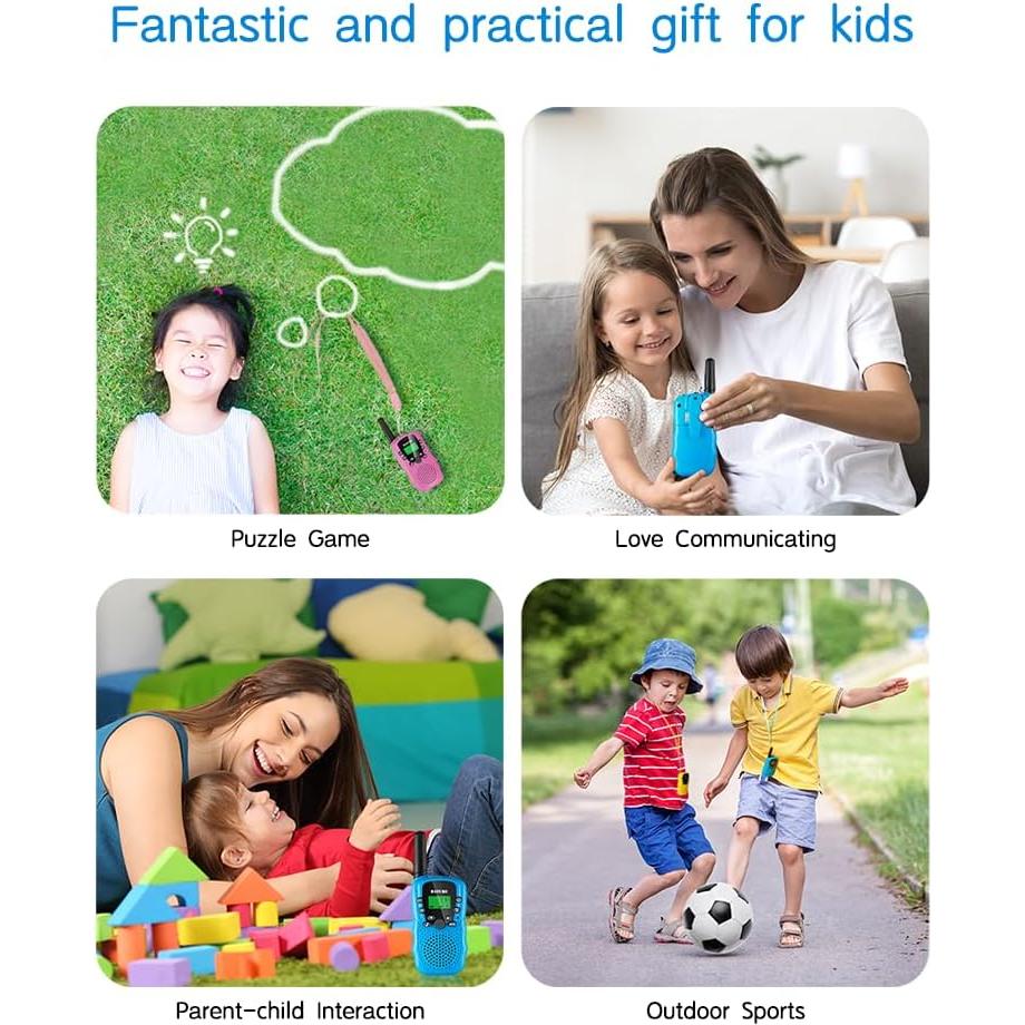 Walkie Talkies para Niños SANJOIN T-388 Rango 4.8 km Rojo-Rosa