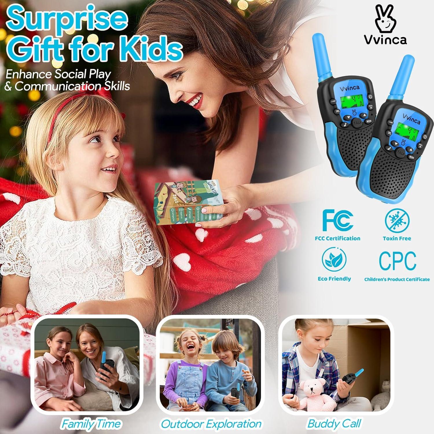 Walkie Talkies Vvinca Recargables 22CH 3km para Niños 3-12 Años