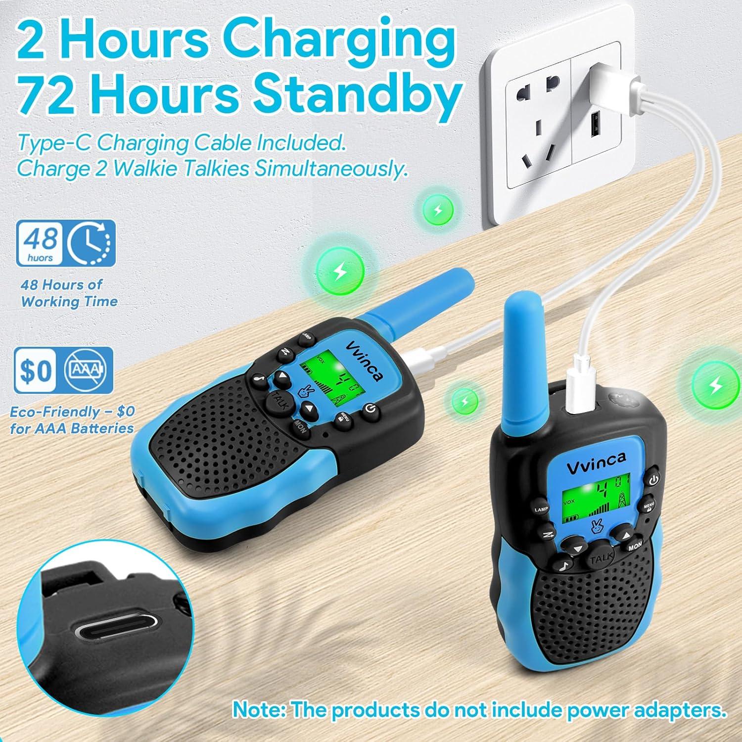Walkie Talkies Vvinca Recargables 22CH 3km para Niños 3-12 Años