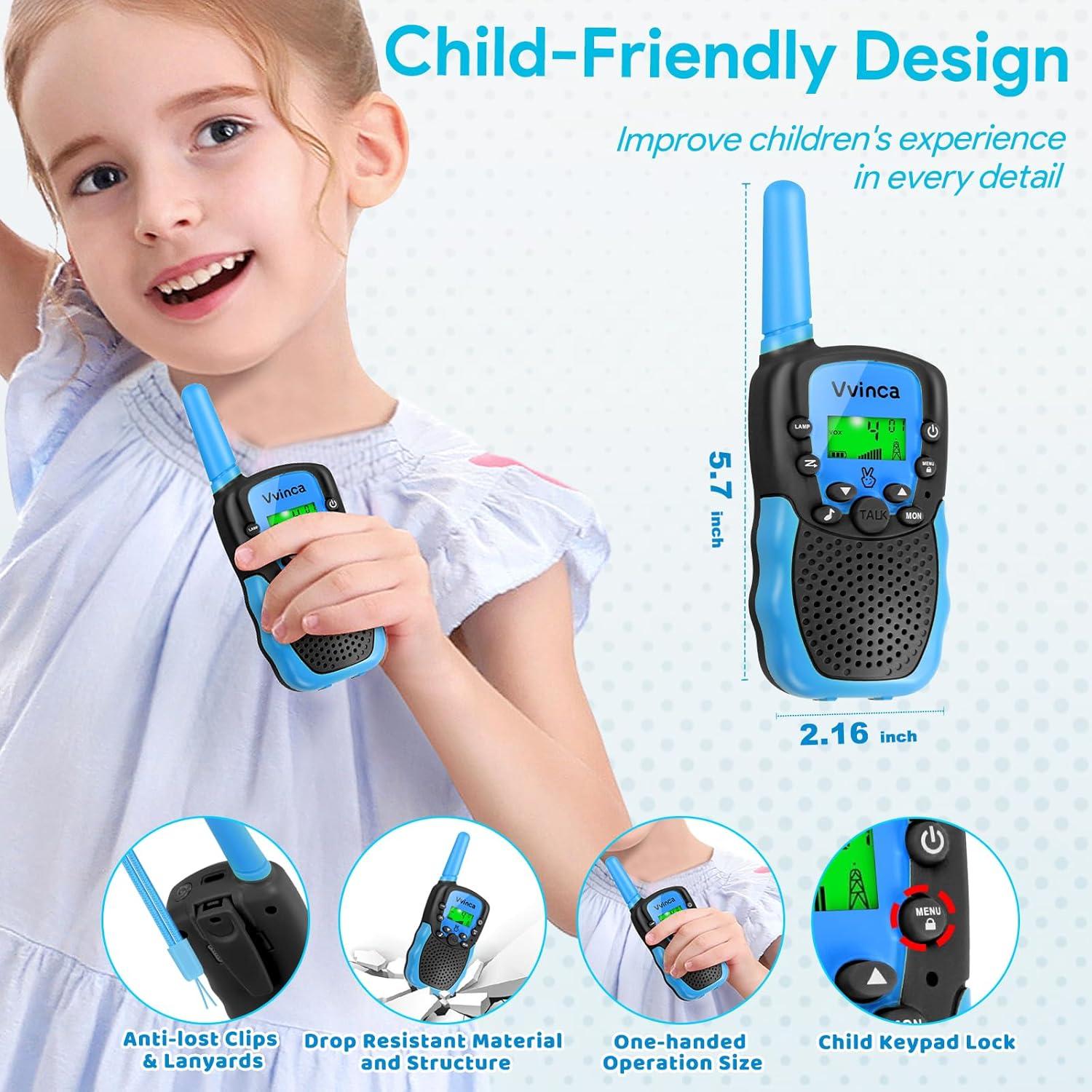 Walkie Talkies Vvinca Recargables 22CH 3km para Niños 3-12 Años