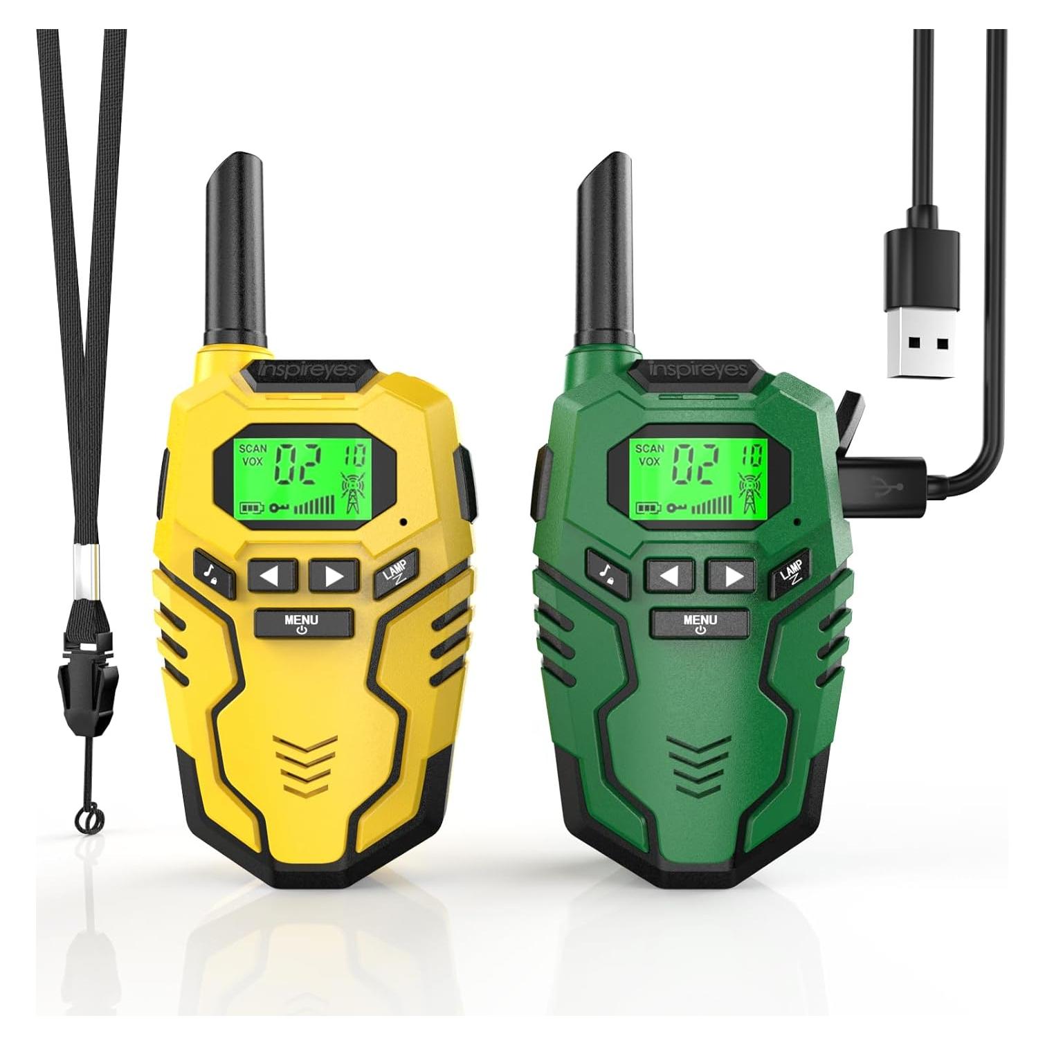 Walkie Talkies for Kids Rechargeable, Long Range 2 Way Radio, Outdoor Camping Games Toy Birthday Xmas Gift for Boys Age 7-12, 2 Pack