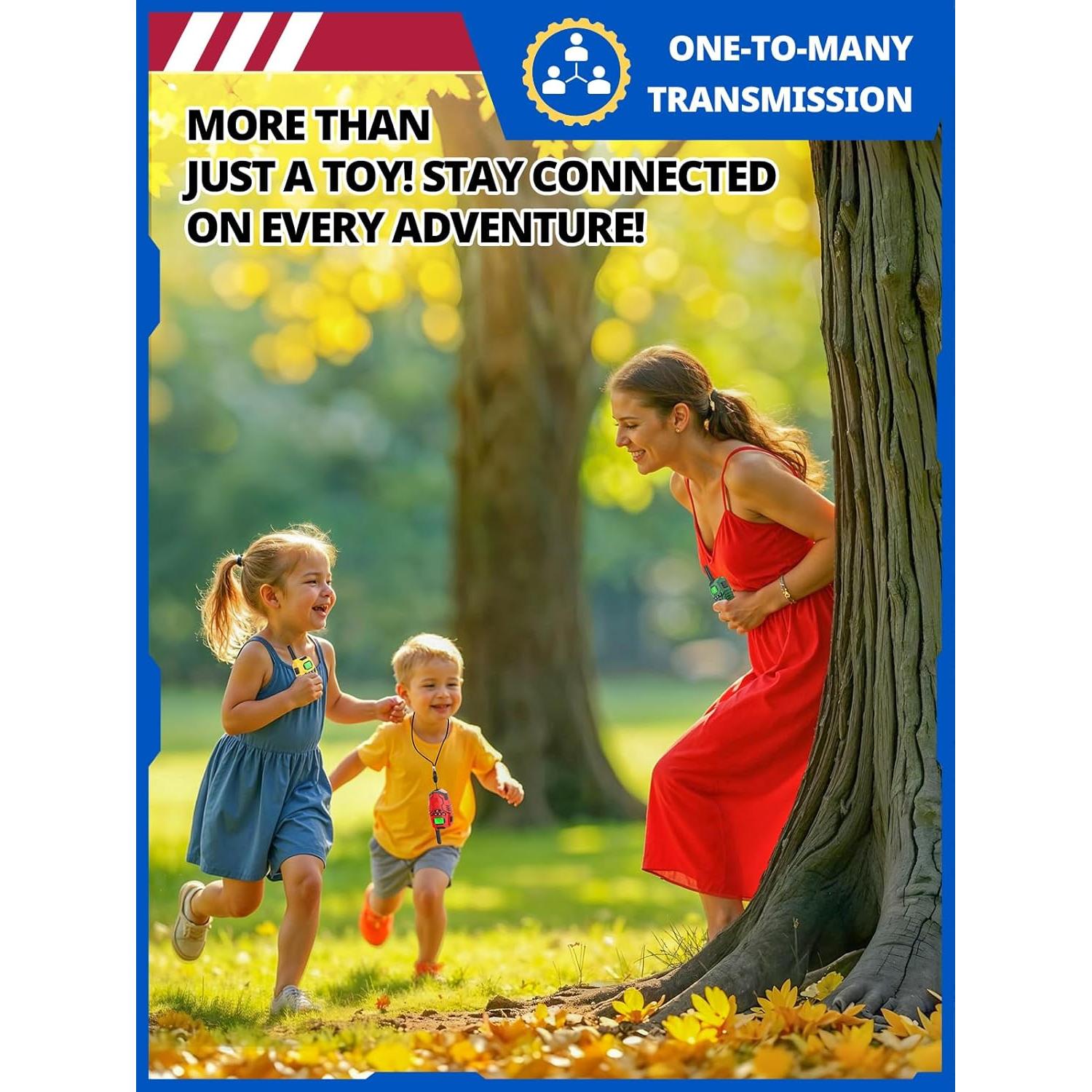 Walkie Talkies for Kids Rechargeable, Long Range 2 Way Radio, Outdoor Camping Games Toy Birthday Xmas Gift for Boys Age 7-12, 2 Pack