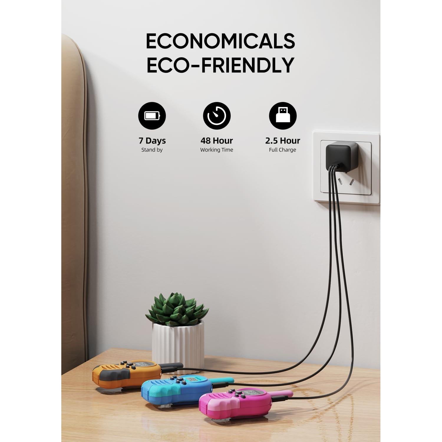 FOREDOM Rechargeable Walkie Talkies for Kids Walkie Talkies Long Range for Boy & Girl Age 3 to 12 Year Old Birthday Toys - 3 Pack