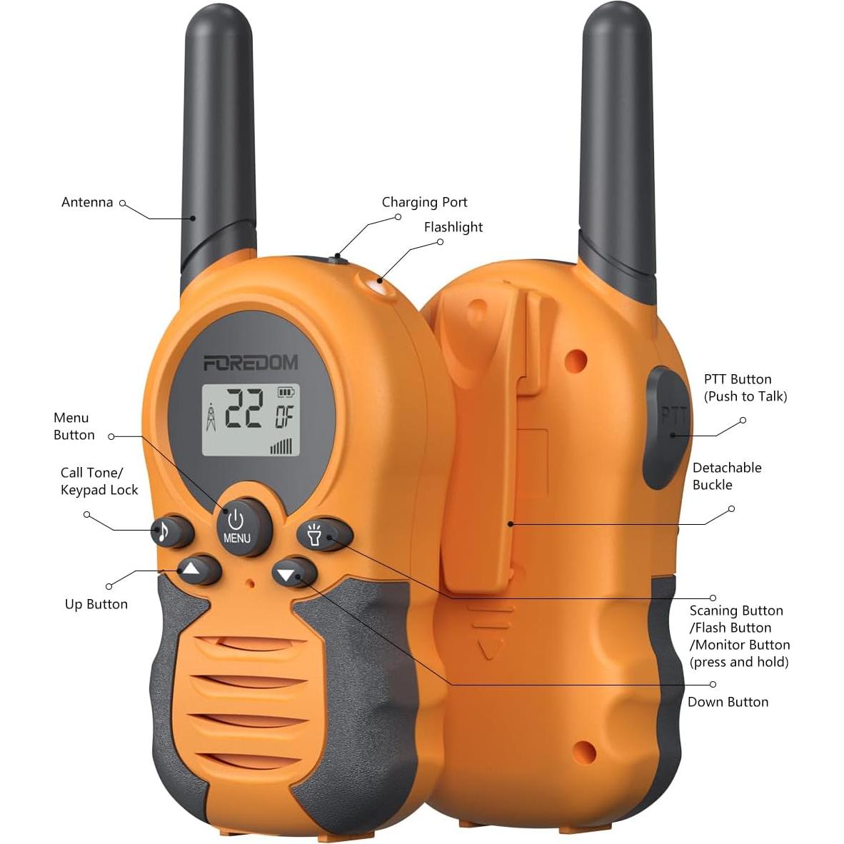 FOREDOM Rechargeable Walkie Talkies for Kids Walkie Talkies Long Range for Boy & Girl Age 3 to 12 Year Old Birthday Toys - 3 Pack