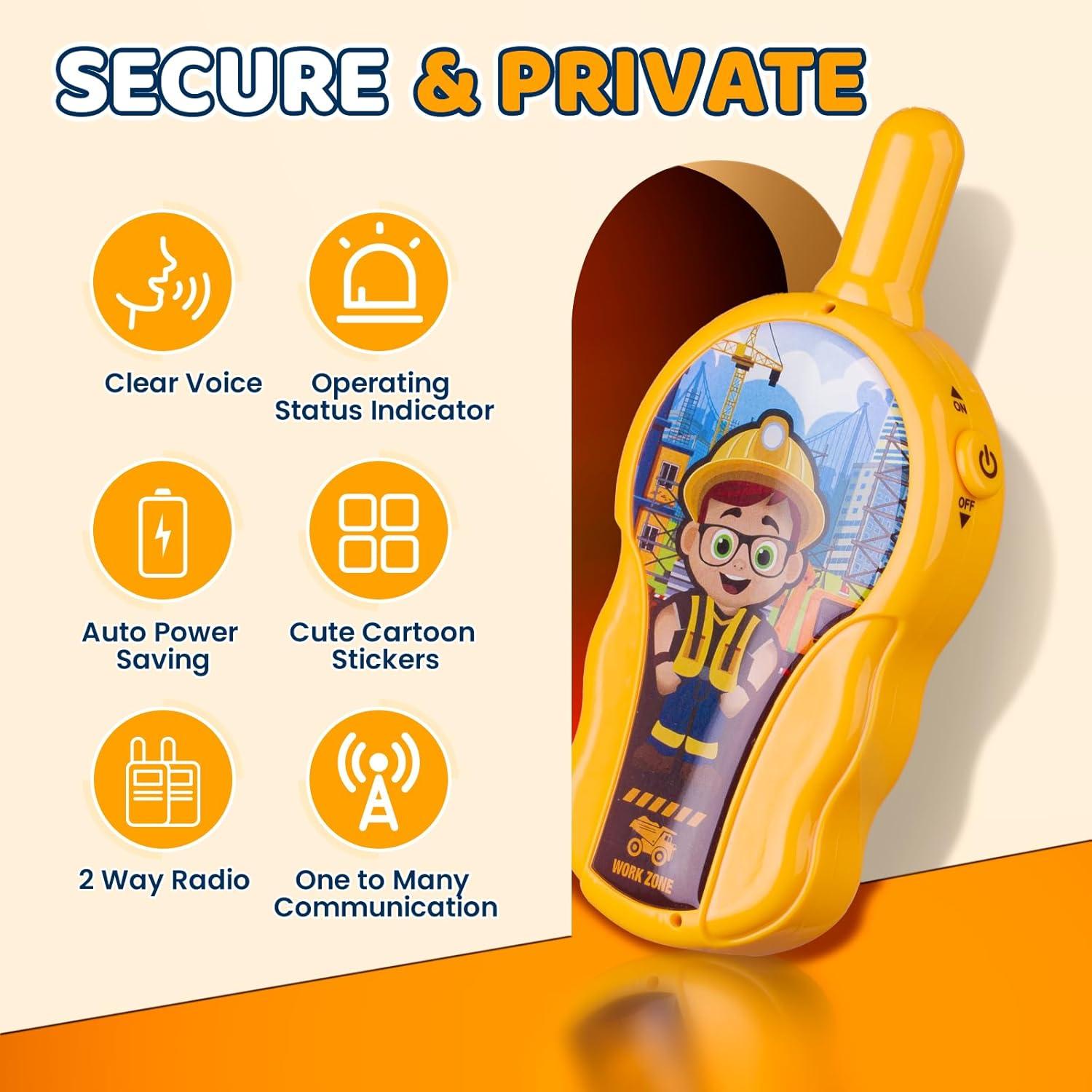 Walkie Talkies para Niños LAEbuild Amarillo 2 Paquete 2000 pies