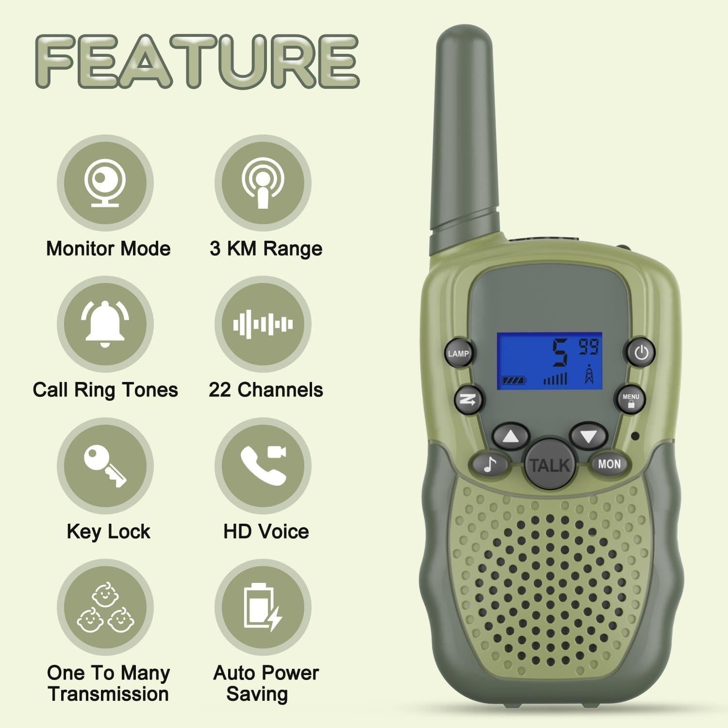 Kids Walkie Talkies Rechargeable for Boys Girls, Selieve 2 Way Radio 22 Channel 3 Miles Range HD Voice Handheld Walky Talky Toy, Birthday Gifts for 3-12 Year Old Kids for Adventure Garden Game