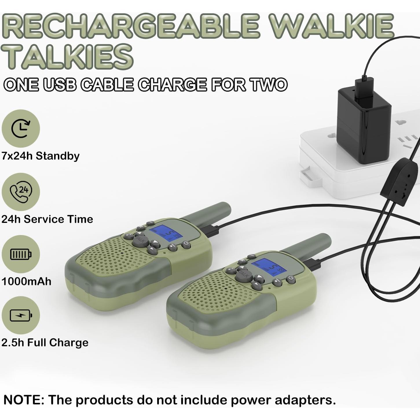 Kids Walkie Talkies Rechargeable for Boys Girls, Selieve 2 Way Radio 22 Channel 3 Miles Range HD Voice Handheld Walky Talky Toy, Birthday Gifts for 3-12 Year Old Kids for Adventure Garden Game