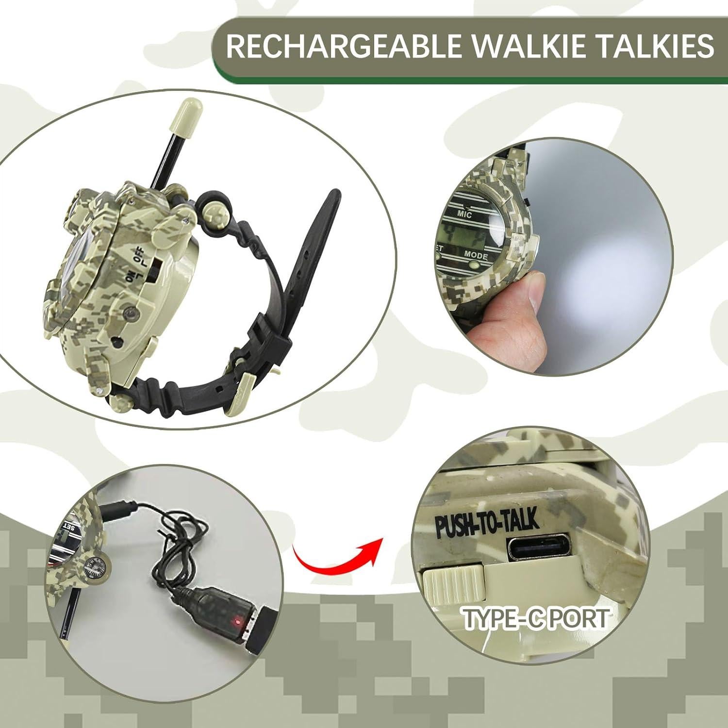 Walkie Talkie Recargable para Niños Gantan con Linterna 100m