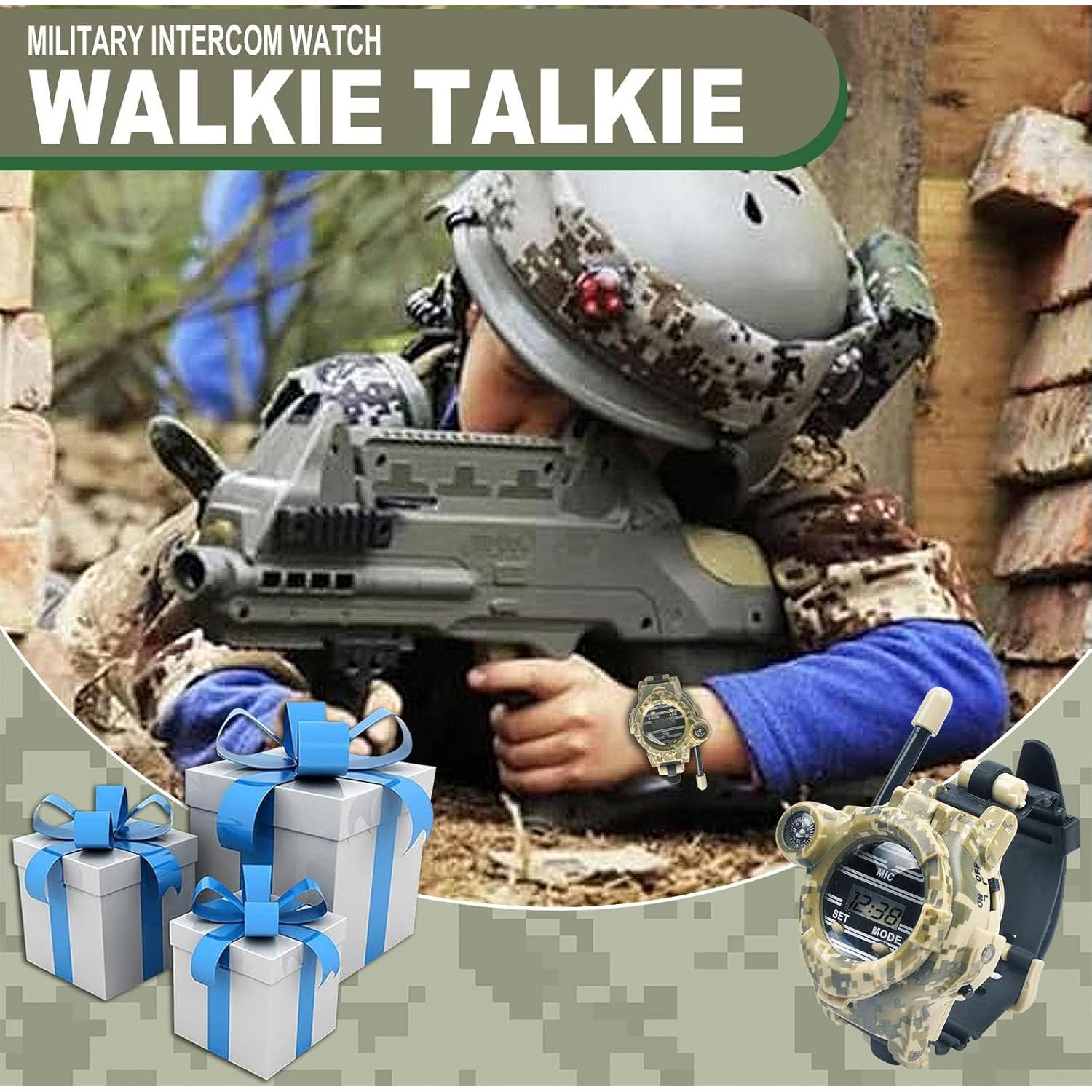Walkie Talkie Recargable para Niños Gantan con Linterna 100m