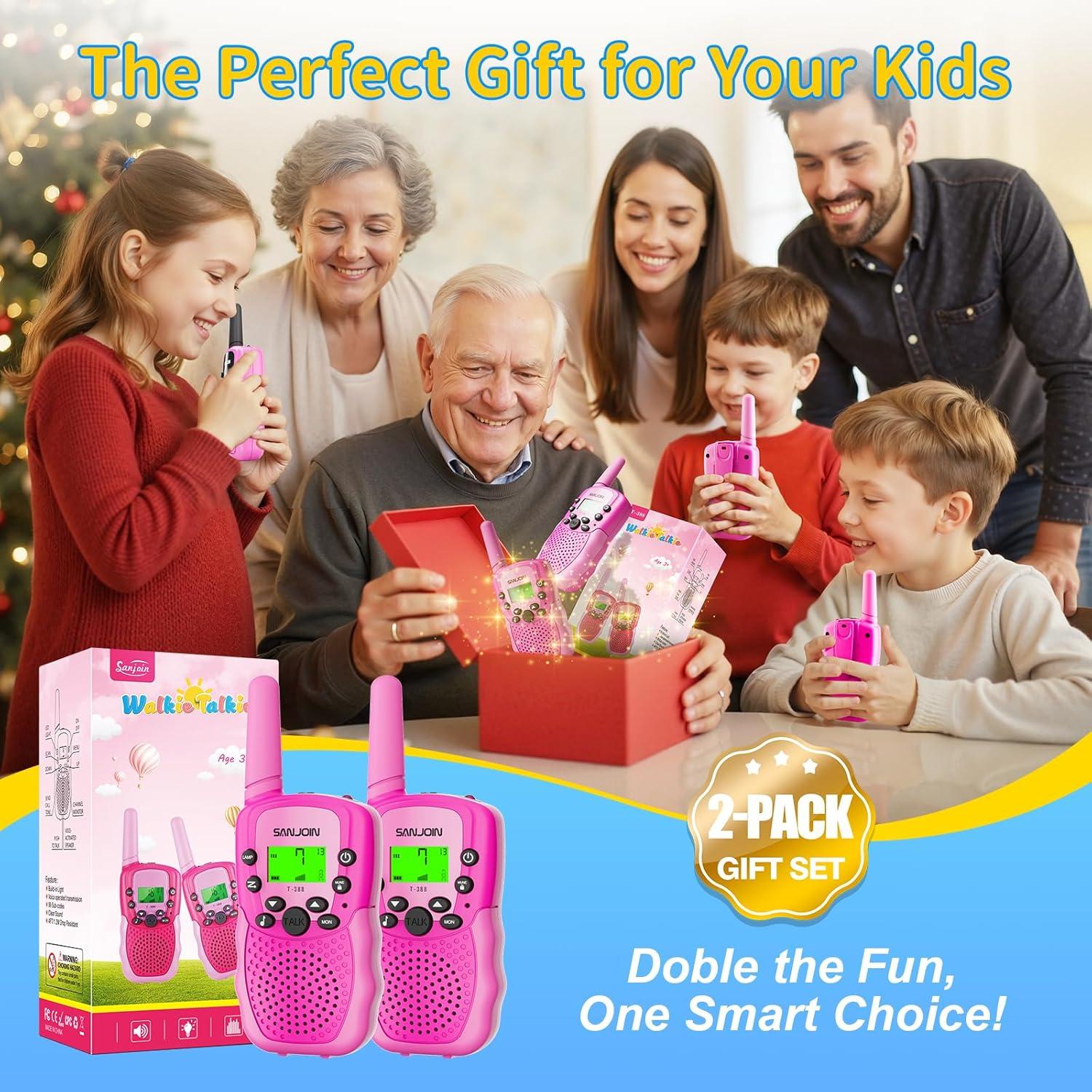 Walkie Talkies para Niños SANJOIN T-388 Rosa 3 km