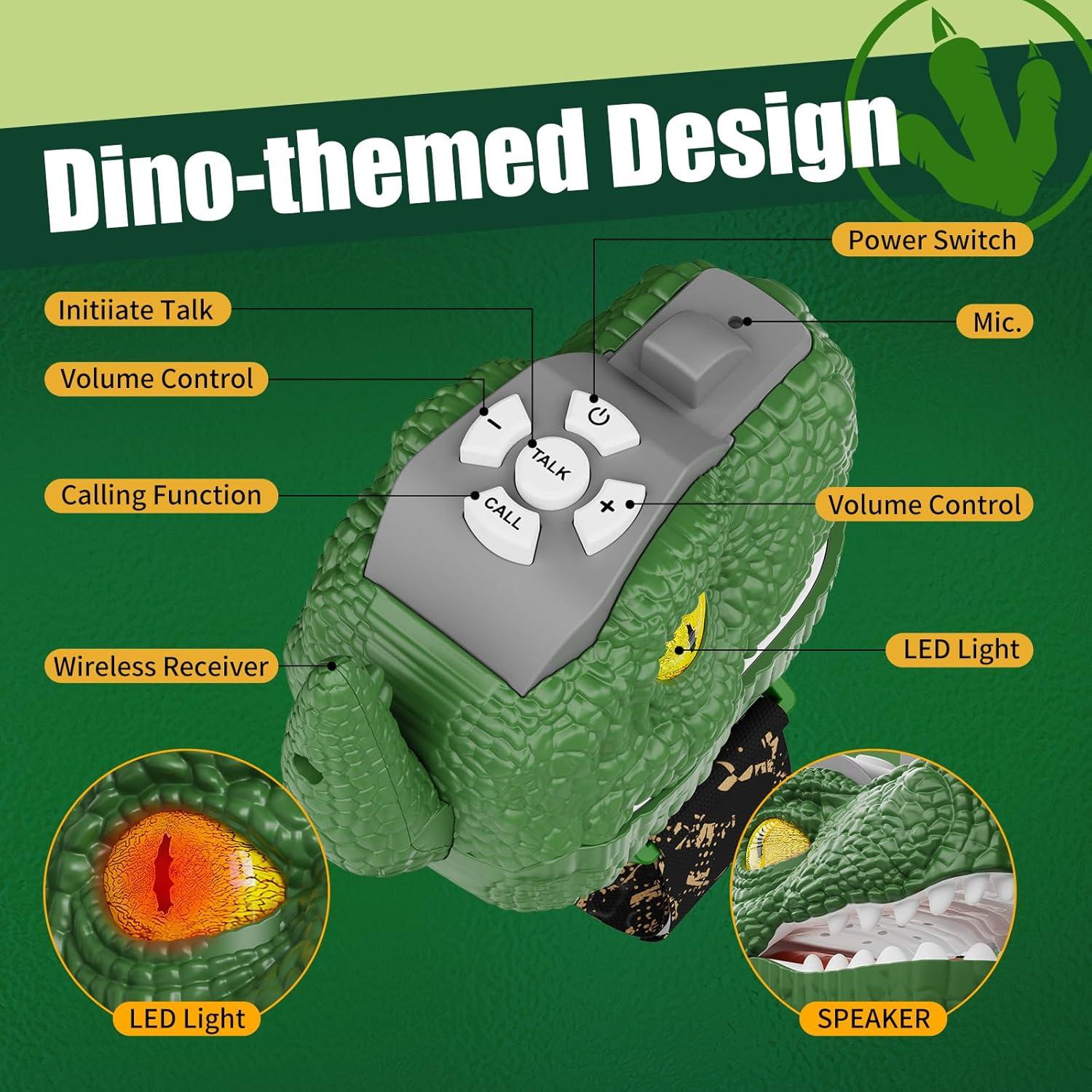 Walkie Talkies Dinosaurio Gantan, Volumen Ajustable, 500m