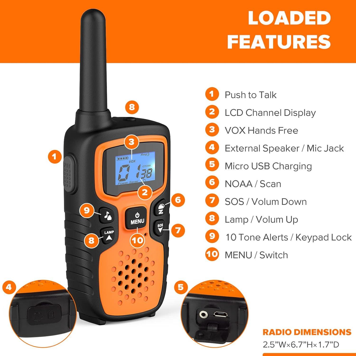 Walkie Talkies WisHouse M9 Recargables 4 Unidades 1.61 km