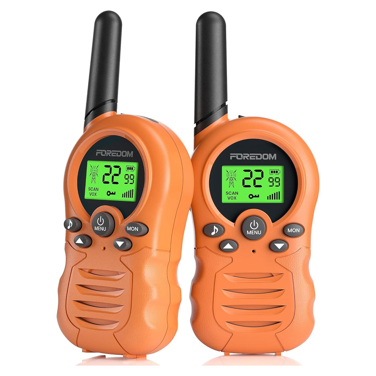 Walkie Talkies para Niños FOREDOM 2 Paquete Naranja 22 Canales