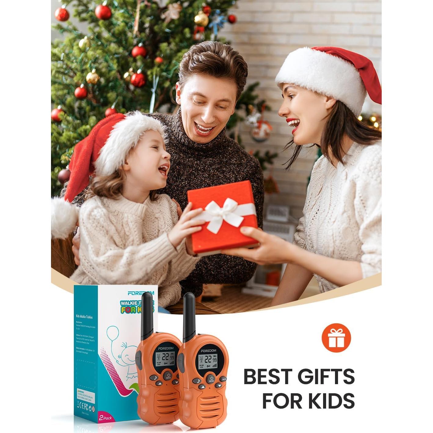 Walkie Talkies para Niños FOREDOM 2 Paquete Naranja 22 Canales