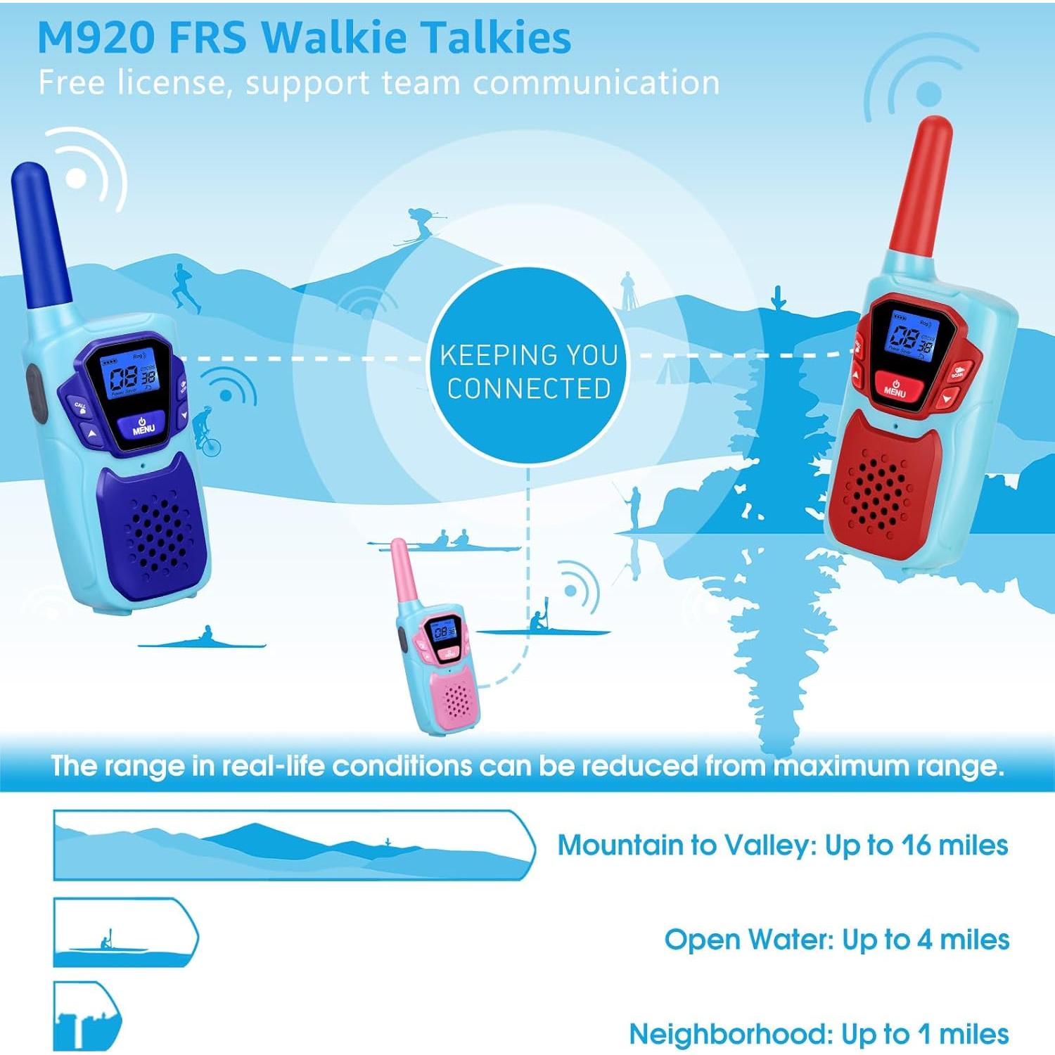 Walkie Talkies Recargables Topsung M920 4 km Rosa 3 Unidades
