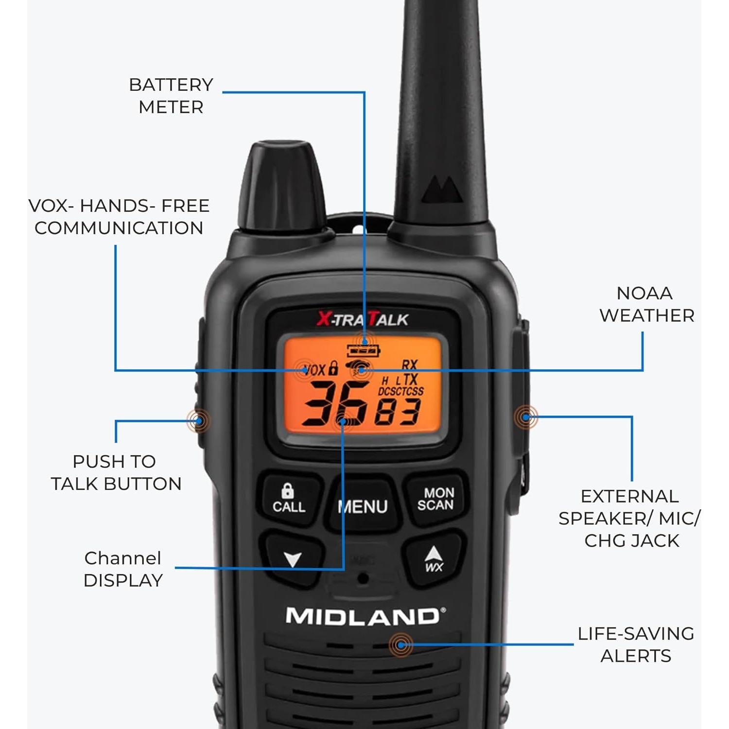 Walkie Talkies Midland LXT600BBX6 - 6 Radios Bidireccionales