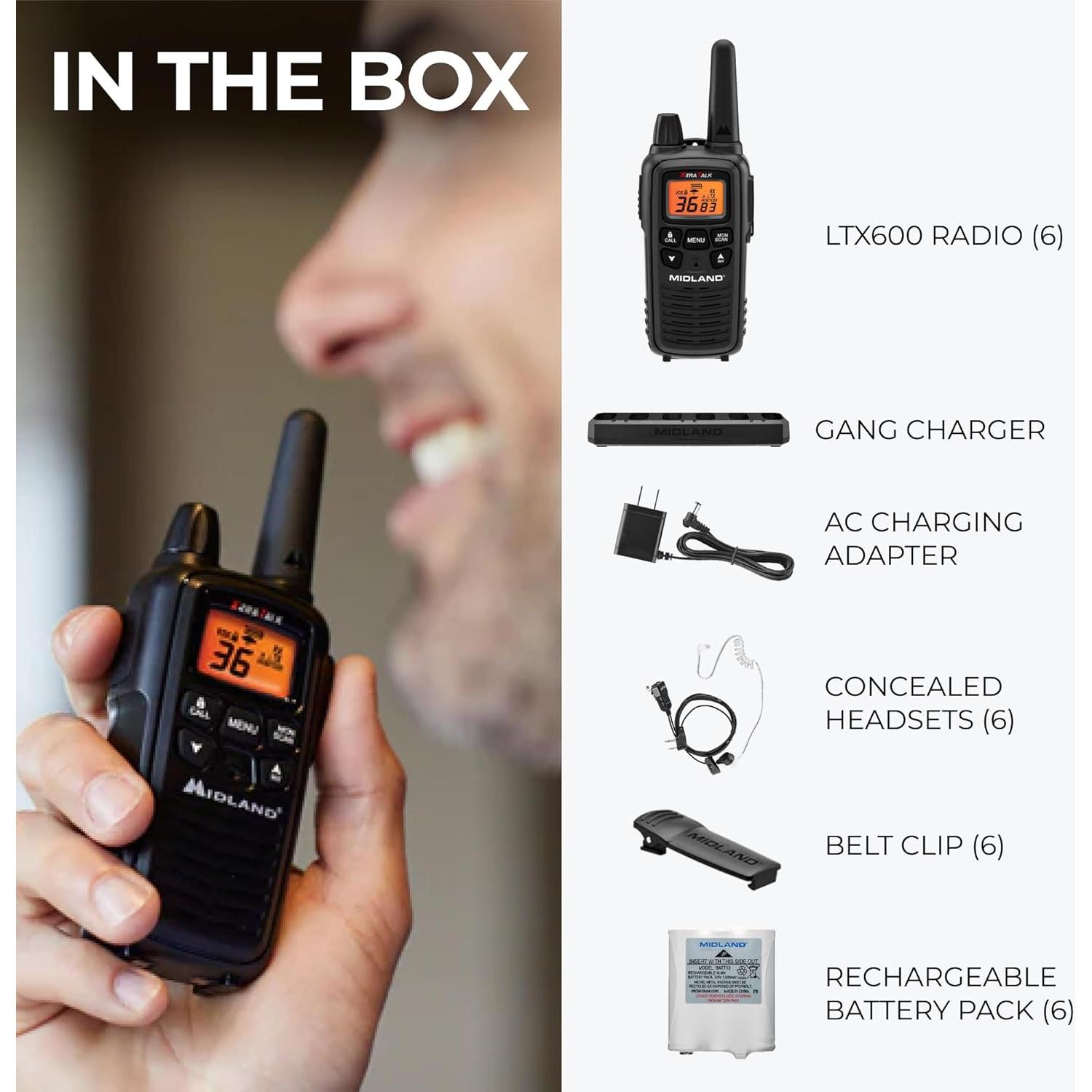 Walkie Talkies Midland LXT600BBX6 - 6 Radios Bidireccionales
