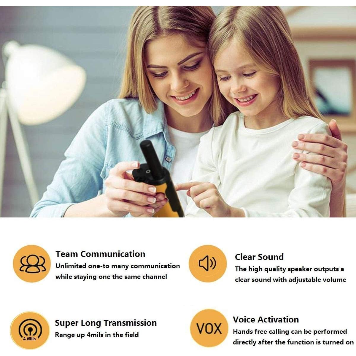 Walkie Talkies para Niños inYYTer 3 Pack Amarillo 6.44km