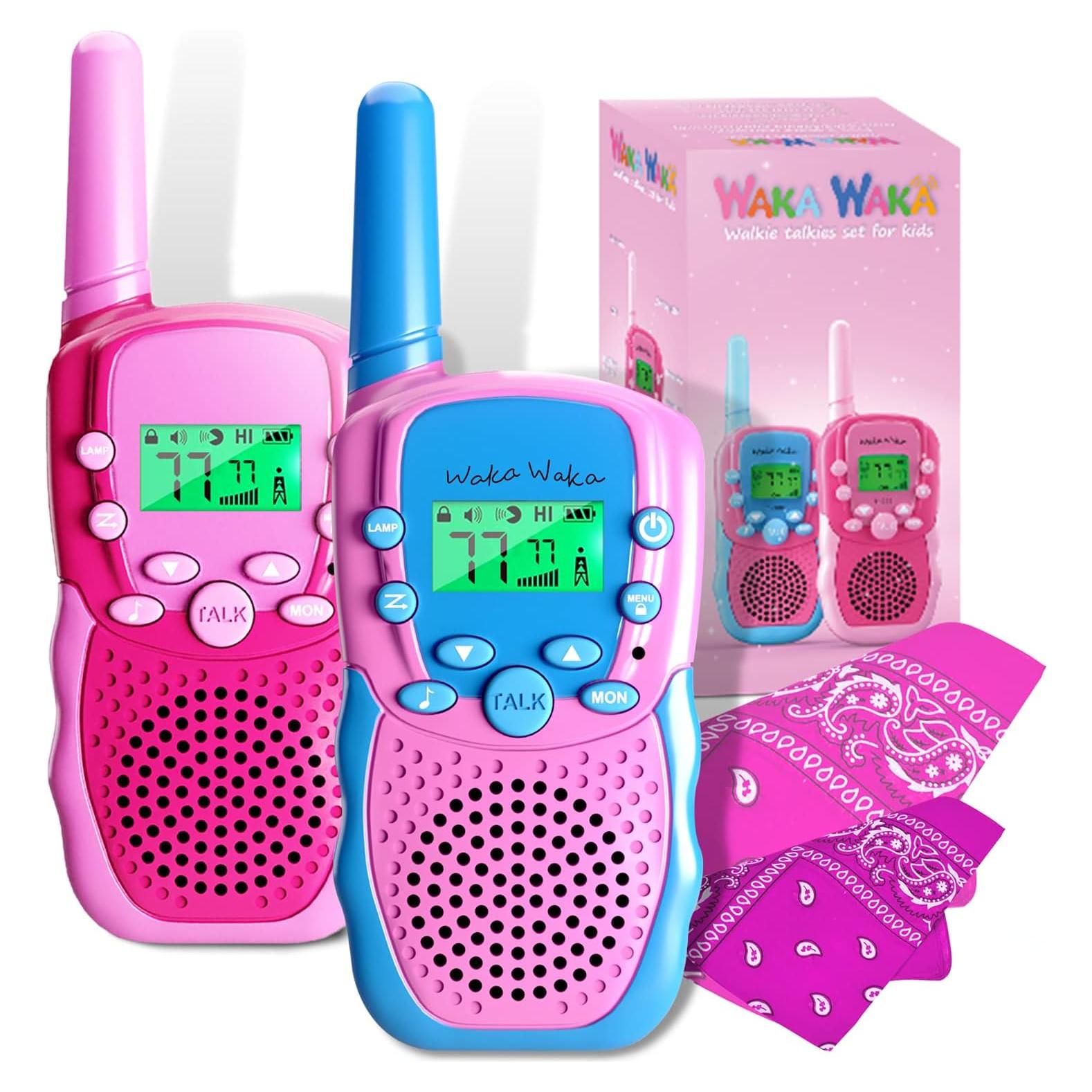 Walkie Talkies Waka Waka para Niños - 2 Unidades Rosa y Azul