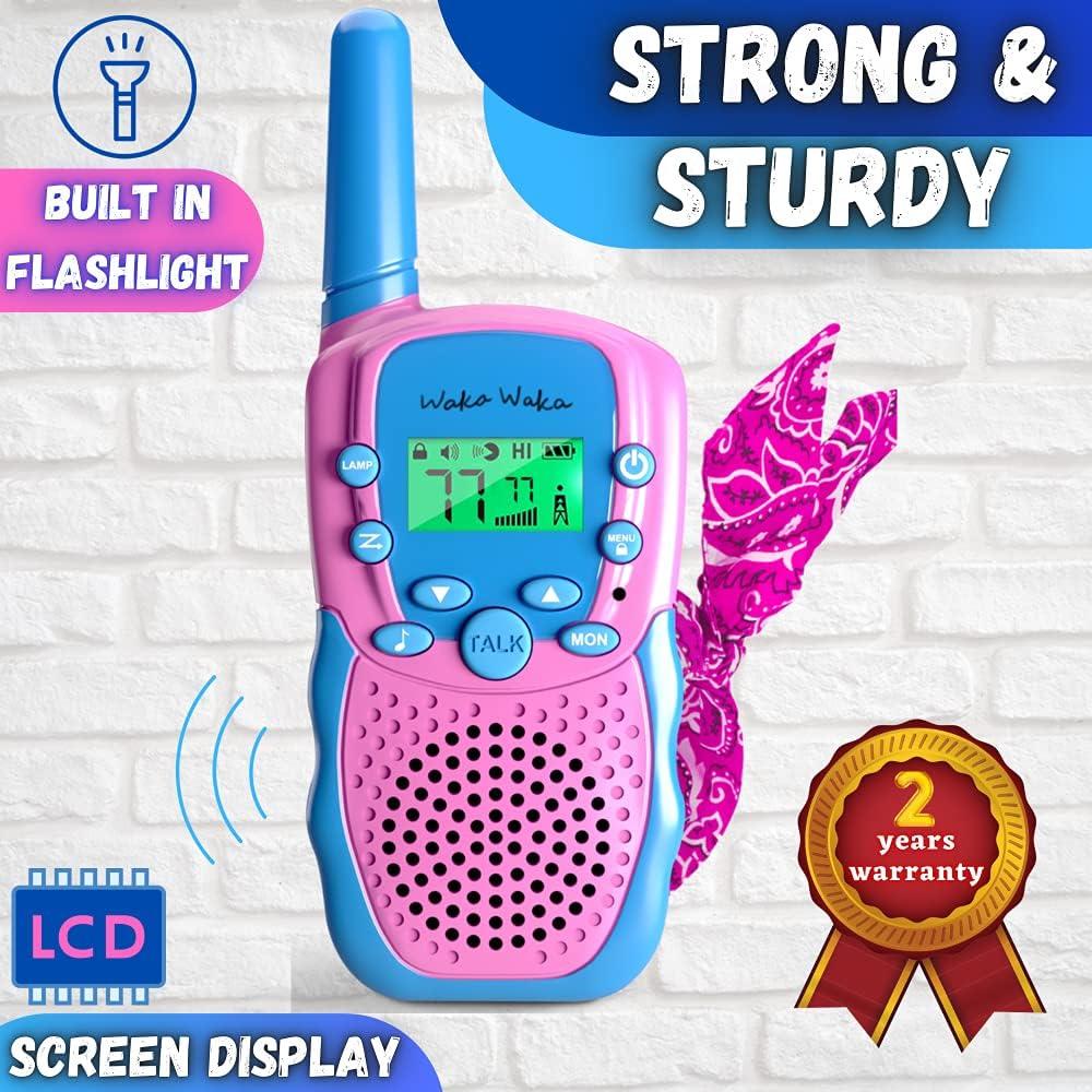 Walkie Talkies Waka Waka para Niños - 2 Unidades Rosa y Azul