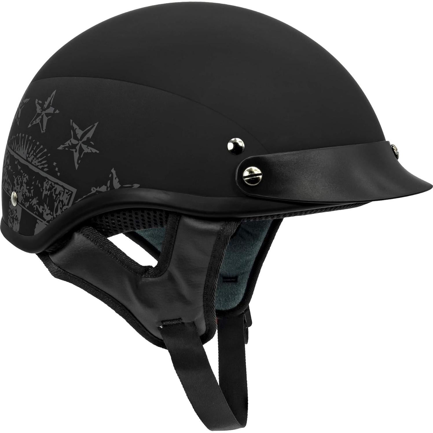 Casco VCAN V5 Cruiser Negro con Bandera Estrellada