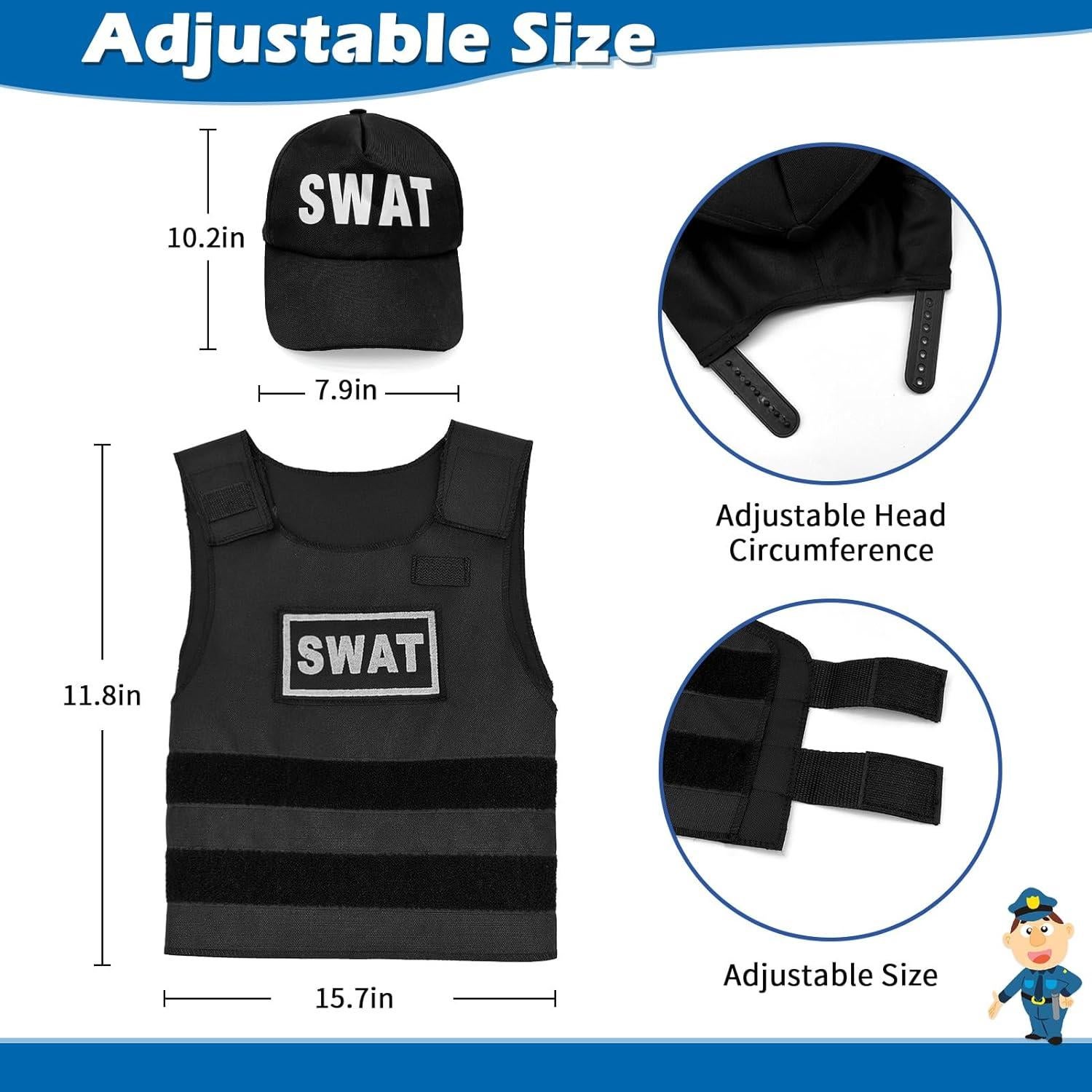 Disfraz de Policía para Niños SWAT - Incluye Chaleco y Accesorios