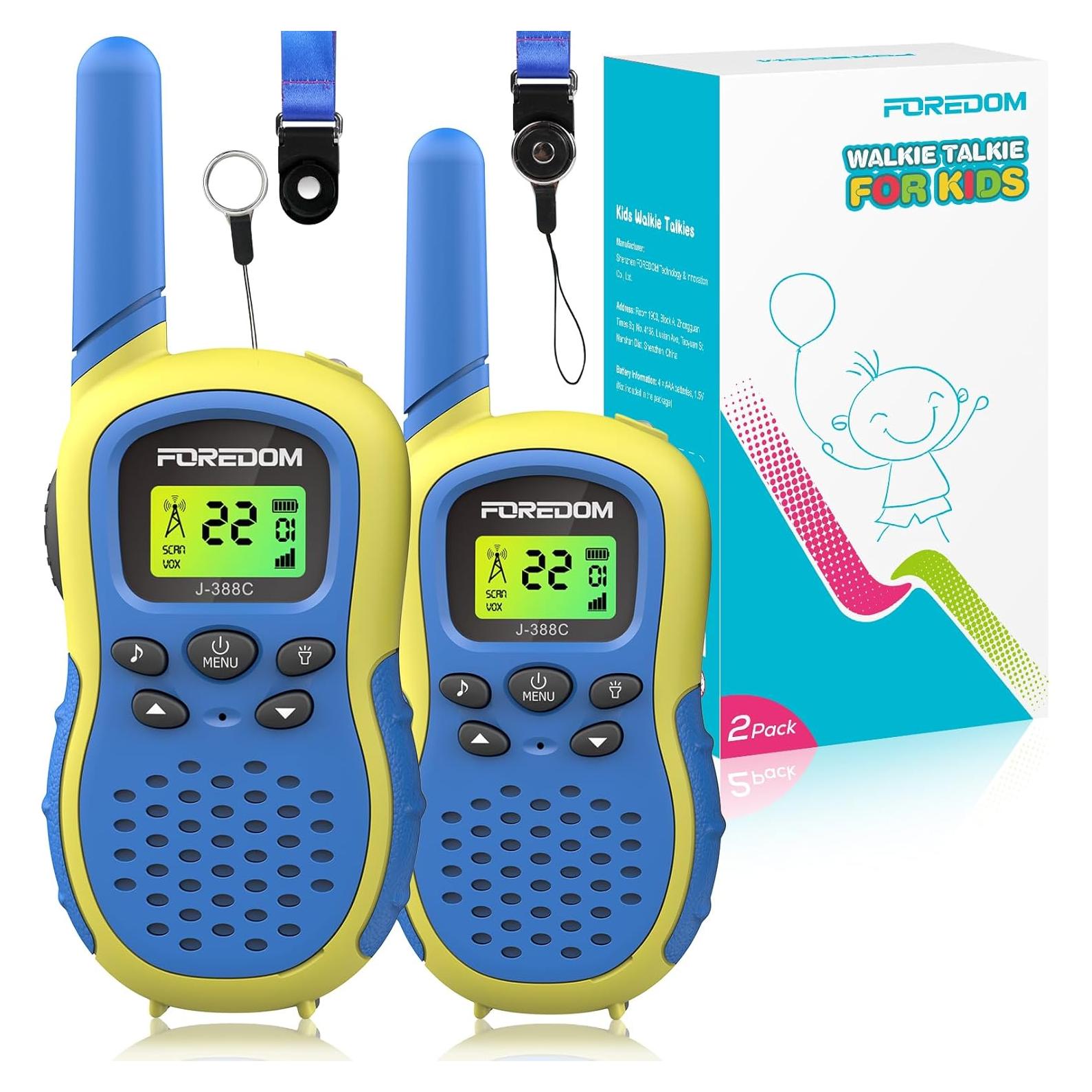 Walkie Talkies para Niños FOREDOM J388C Azul 2 Paquete 3.22 km