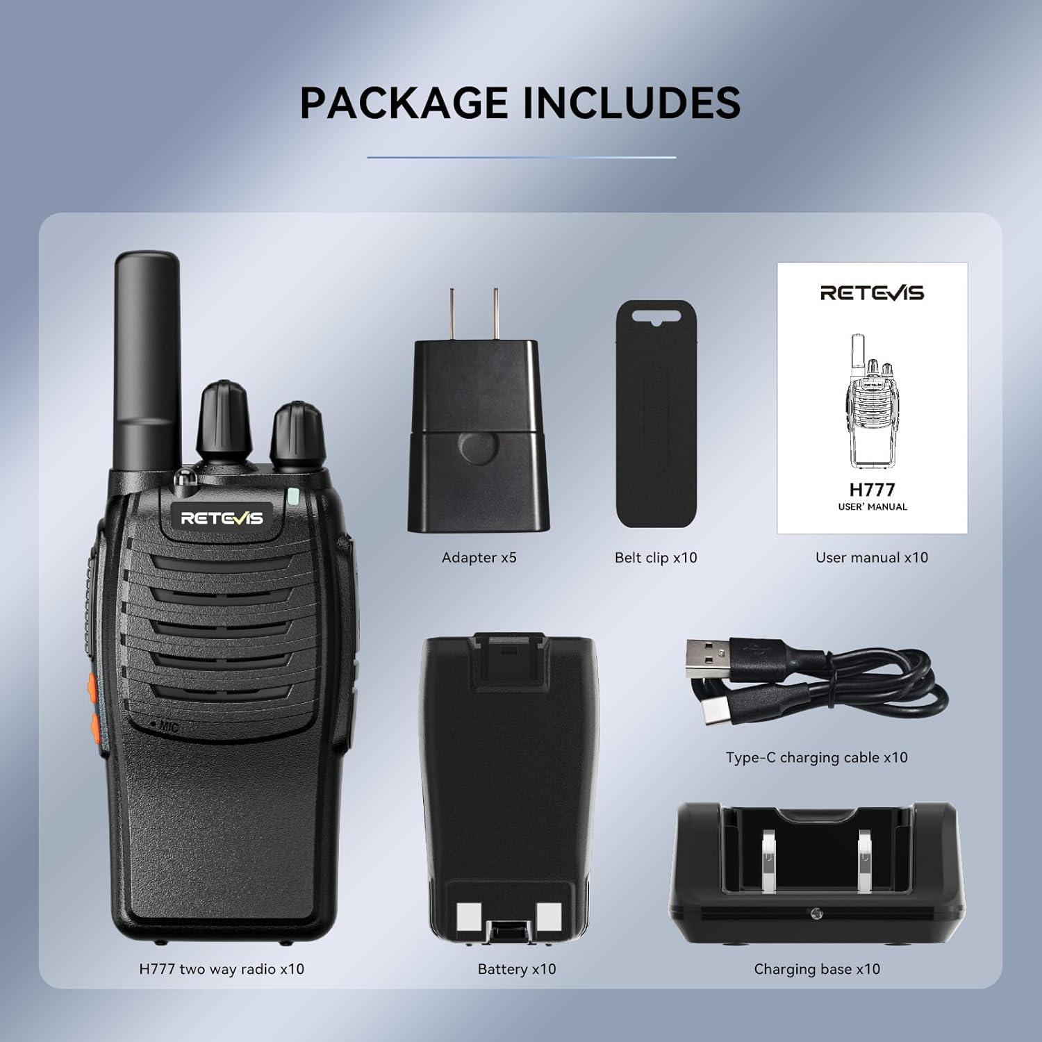 Walkie Talkies Retevis H-777 Recargables 10 Unidades