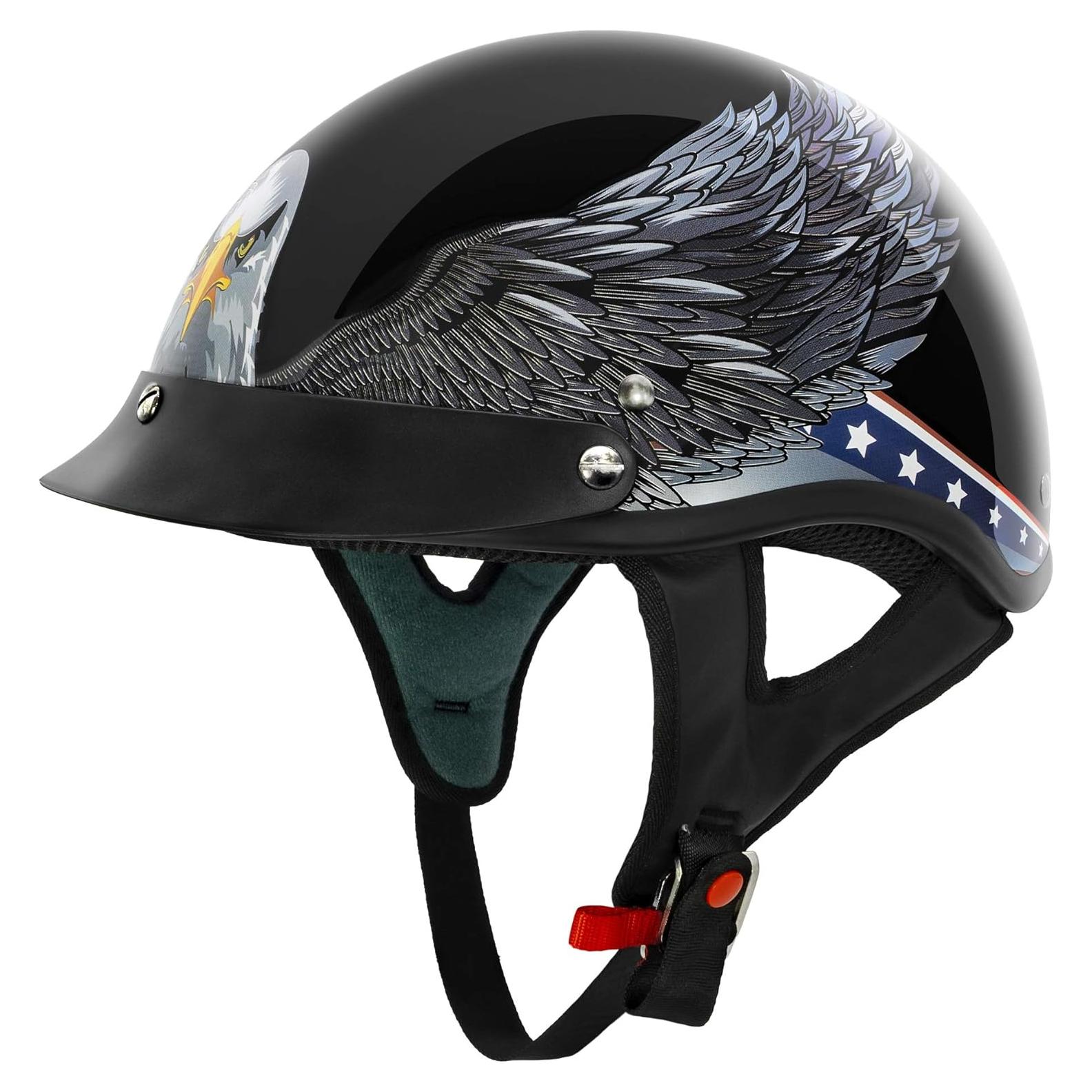 Casco de Motocicleta VCAN Cruiser Medio Negro Brillante
