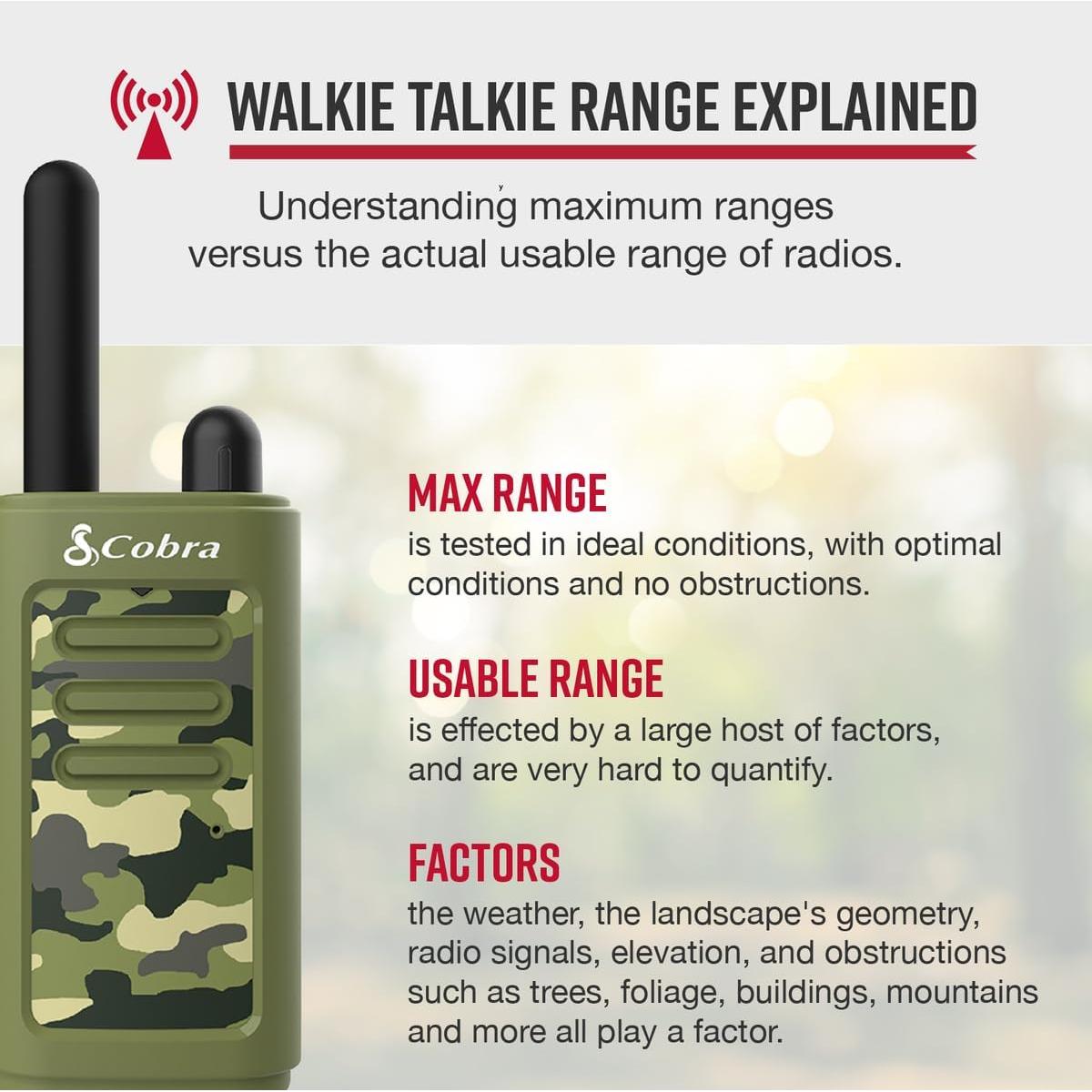 Walkie Talkies Cobra HE150 G para Niños - Alcance 25.75 km, Verde