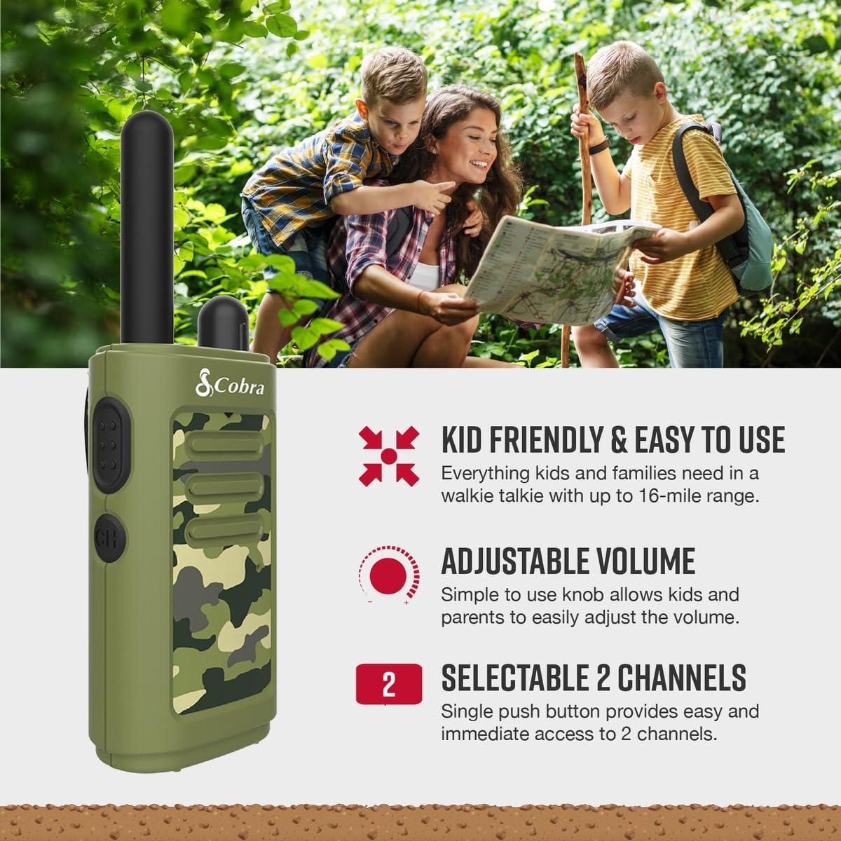 Walkie Talkies Cobra HE150 G para Niños - Alcance 25.75 km, Verde