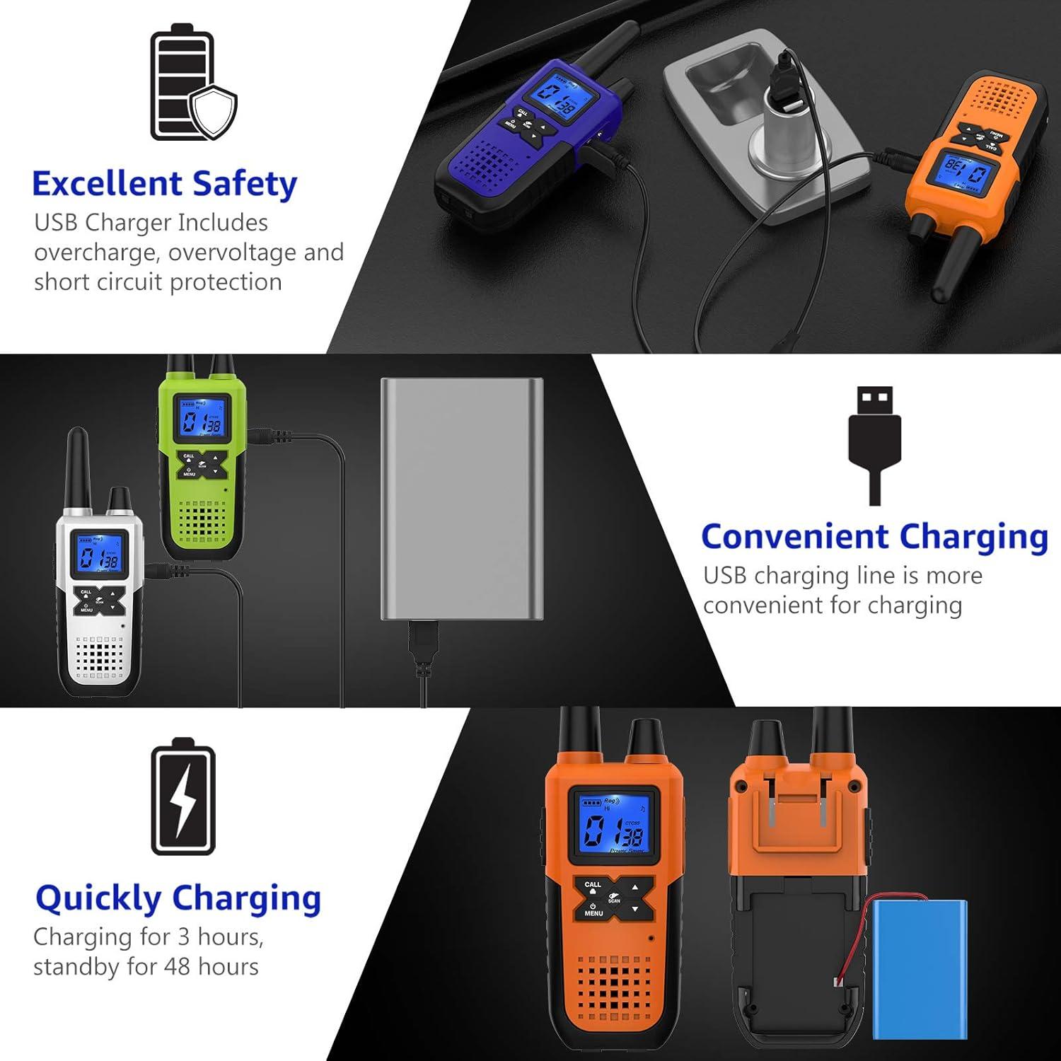 Walkie Talkies Recargables Topsung 4 Unidades Largo Alcance