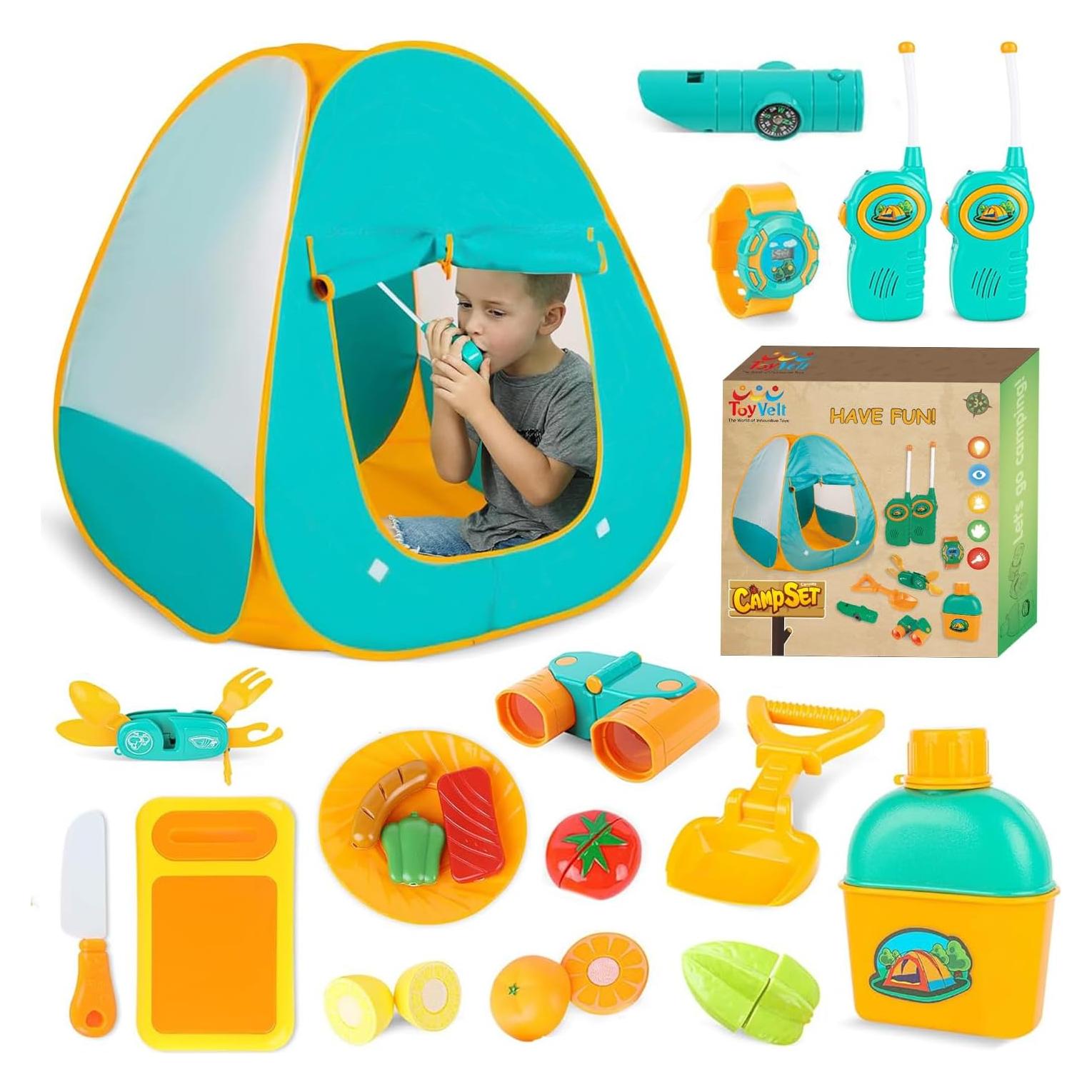 Juego de Camping ToyVelt para Niños - Tienda, Walkie Talkies y Accesorios
