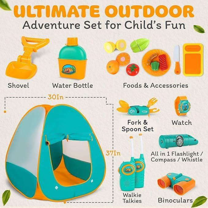 Juego de Camping ToyVelt para Niños - Tienda, Walkie Talkies y Accesorios