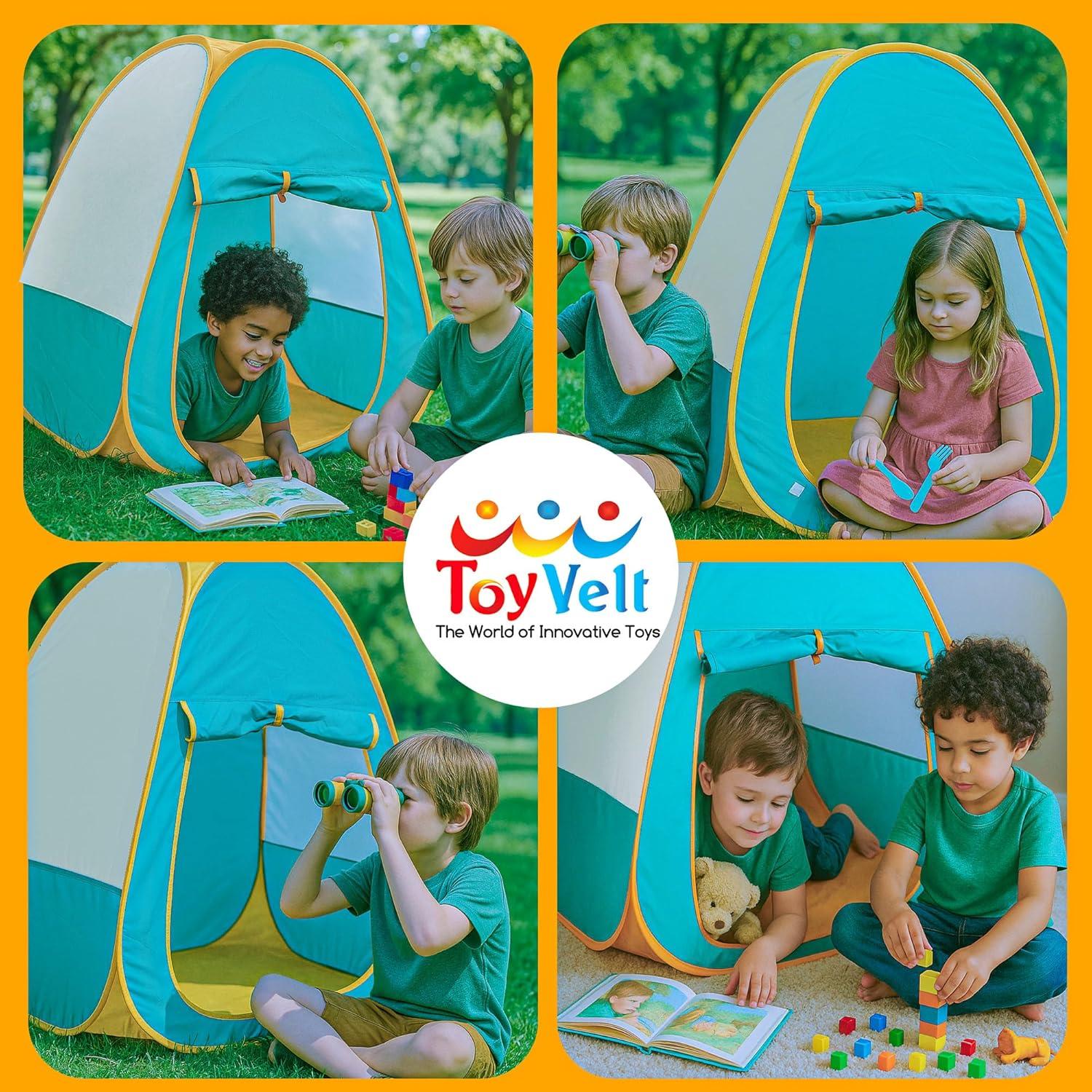 Juego de Camping ToyVelt para Niños - Tienda, Walkie Talkies y Accesorios