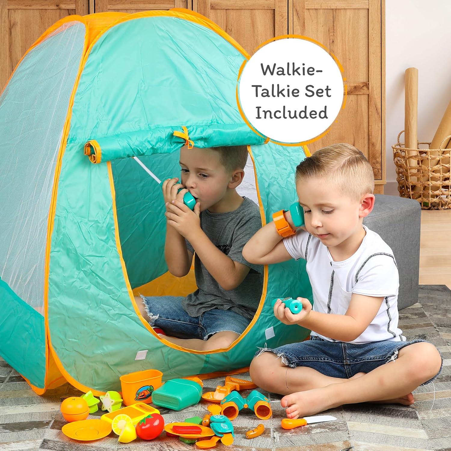 Juego de Camping ToyVelt para Niños - Tienda, Walkie Talkies y Accesorios