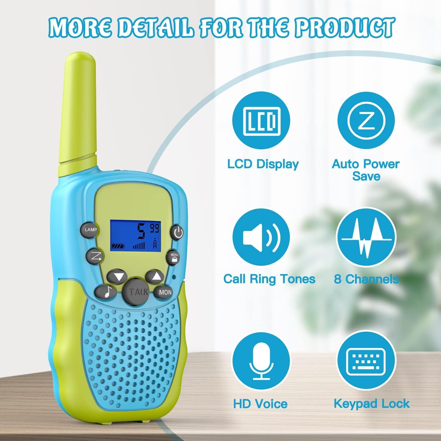 Walkie Talkies AIKTUPSY para Niños 3-12 Años 22 Canales