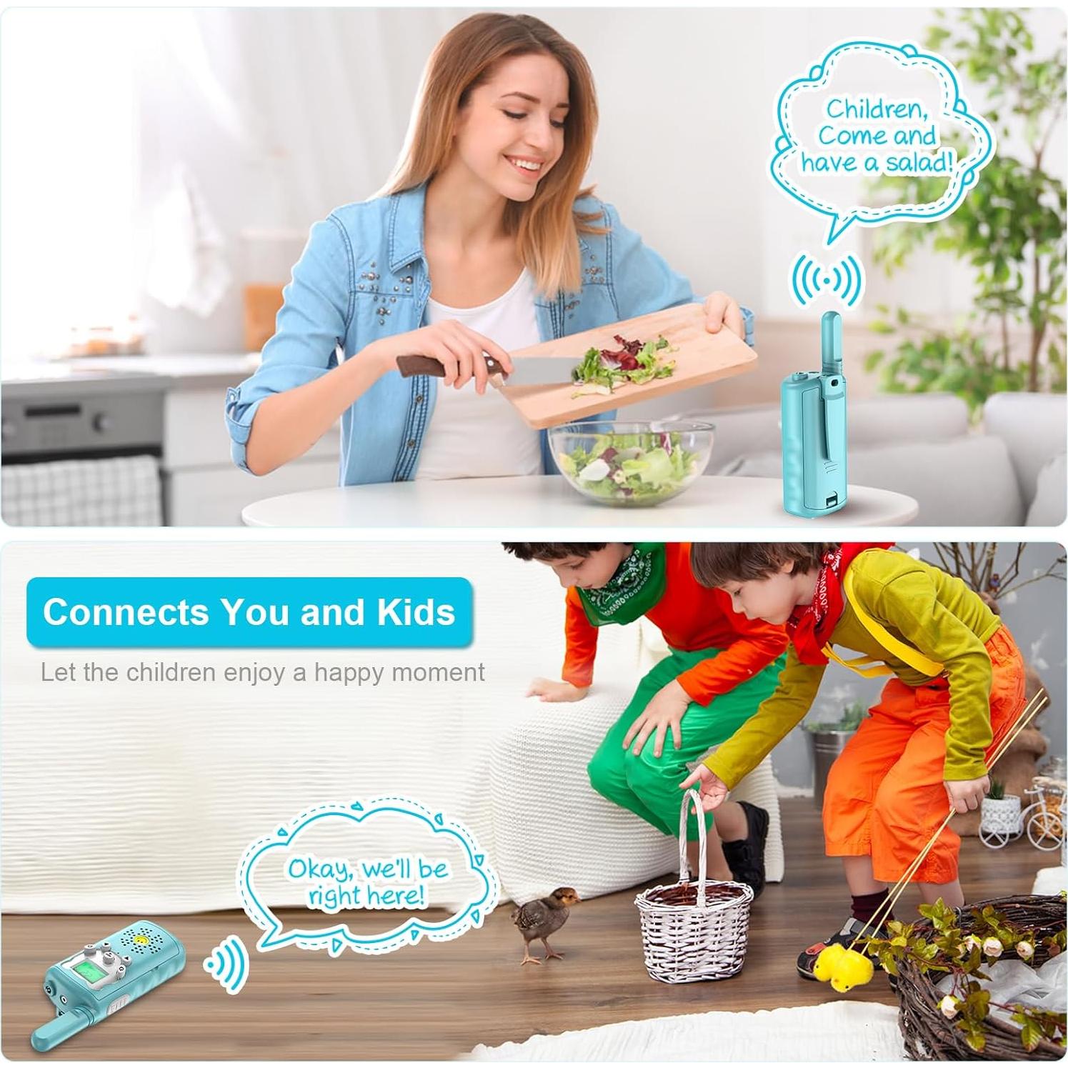 Walkie Talkies Azul para Niños y Adultos 22 Canales 4.83 km