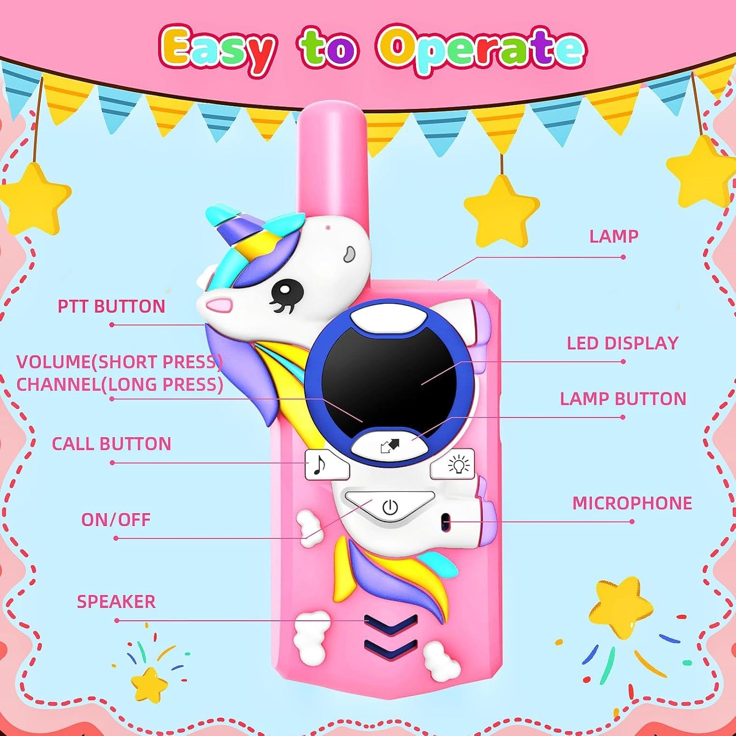 Walkie Talkies para Niños Cozfemini Rosa 2 Canales 3.22 km