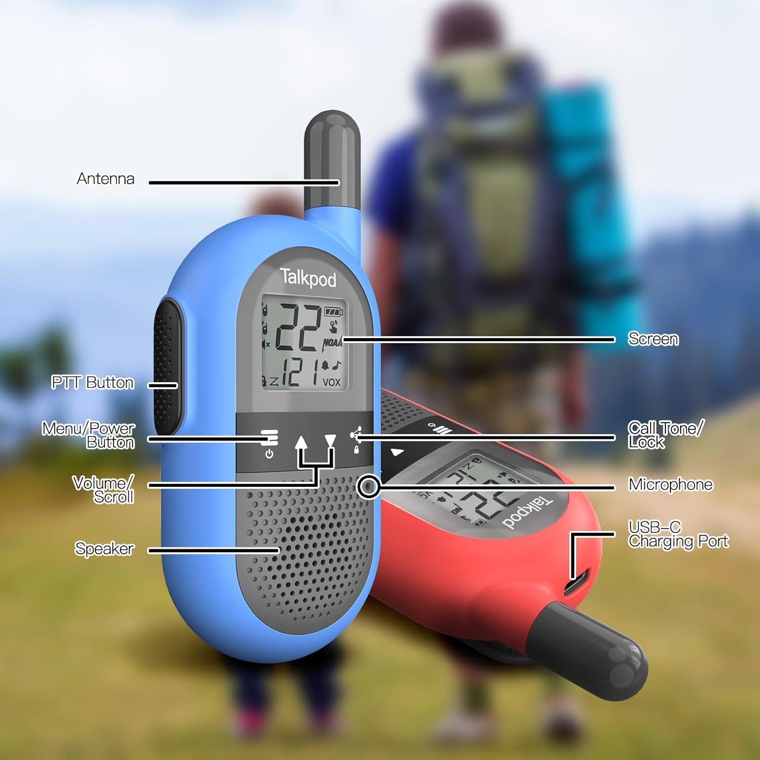 Walkie Talkies Talkpod F40 2 Pack para Niños y Adultos 22CH