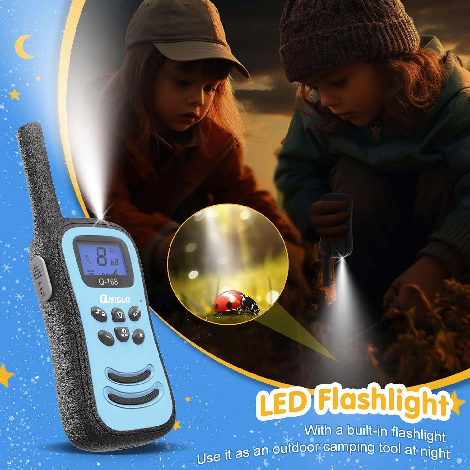 Walkie Talkies Recargables QNIGLO para Niños 2 Paquete