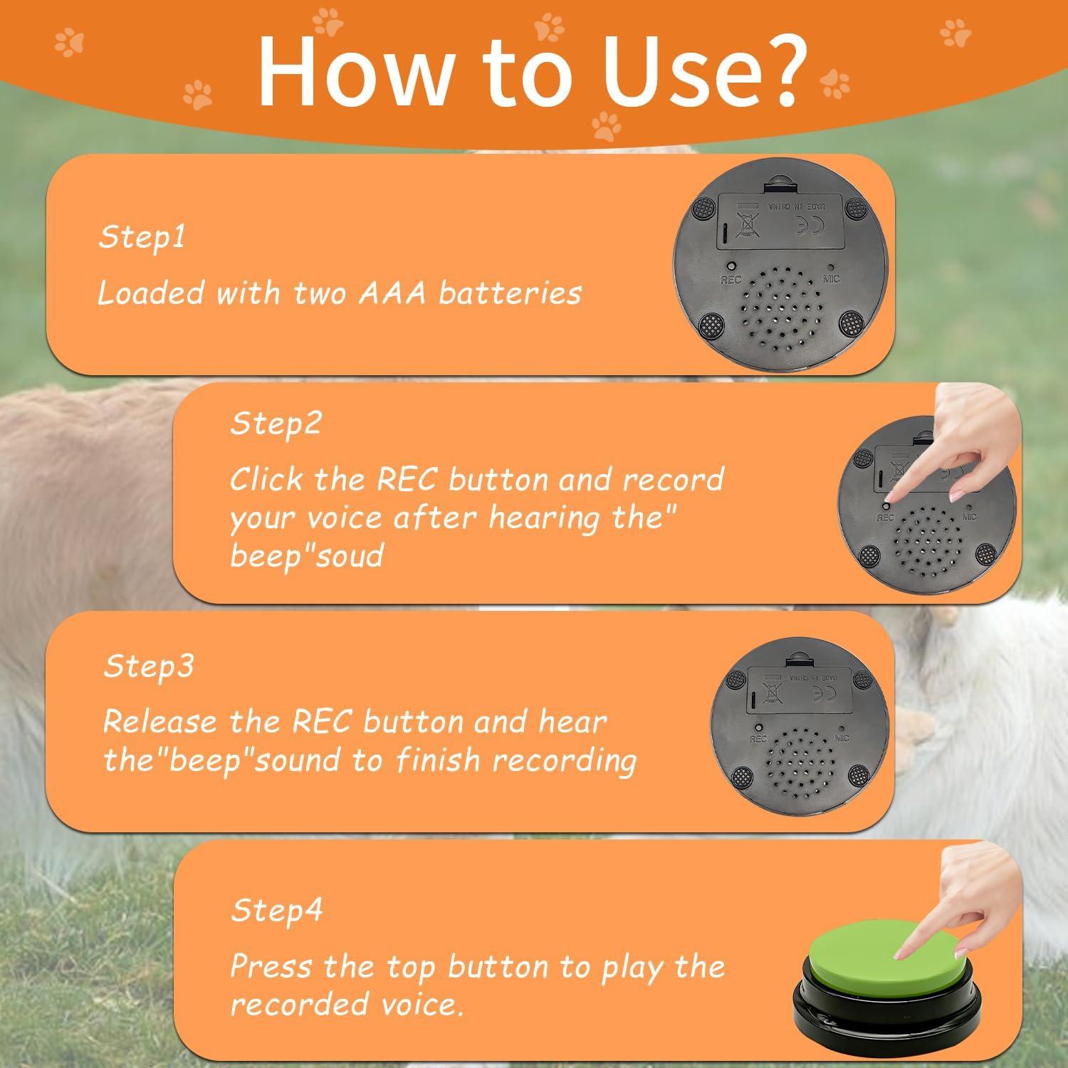 RIBOSY Conjunto de 6 Botones Grabables para Perros - Entrenamiento