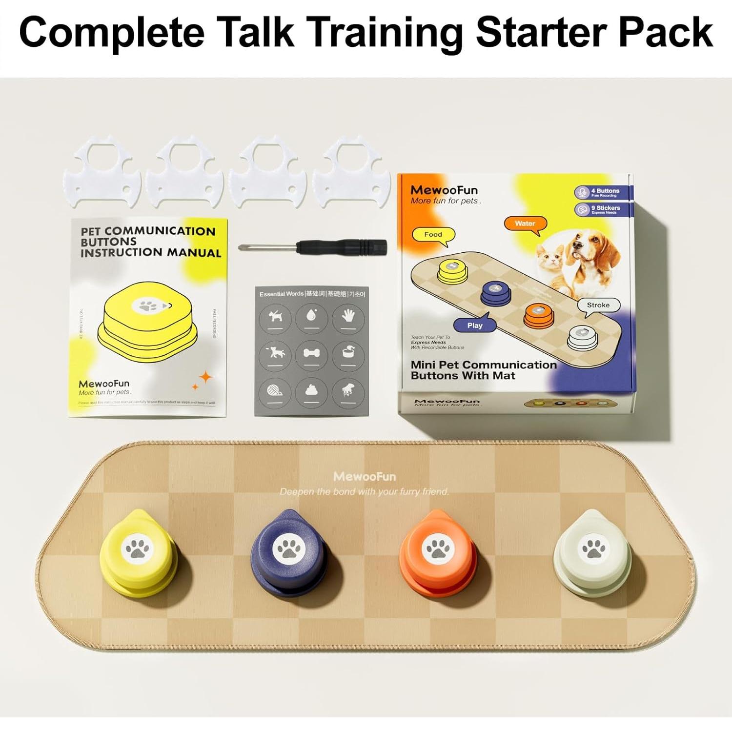 Botones Hablantes para Perros MEWOOFUN 4 Paquetes Colorido