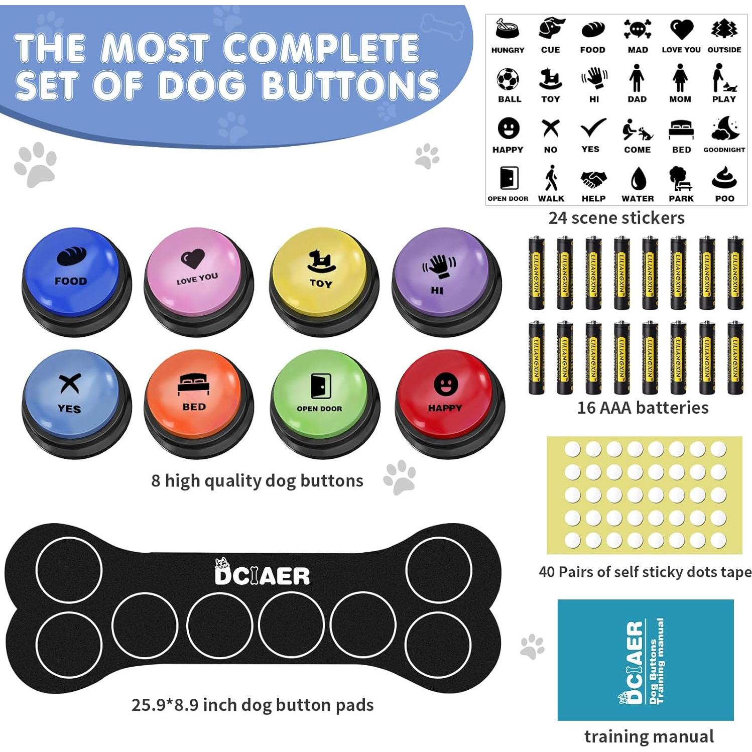 Set de 8 Botones Hablantes para Perros DCIAER con Alfombrilla