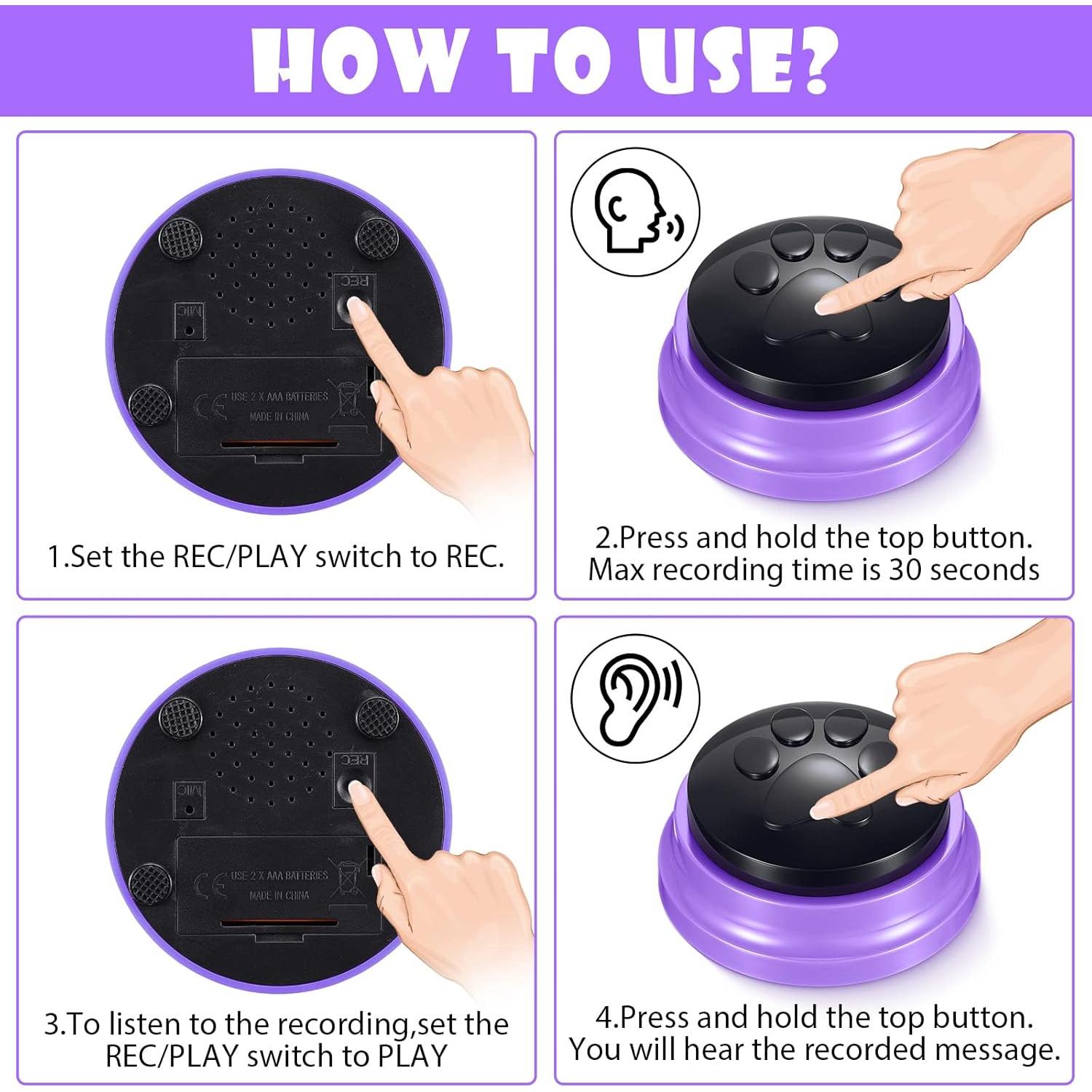 Juego de 8 Botones de Grabación de Voz para Mascotas Yunsailing