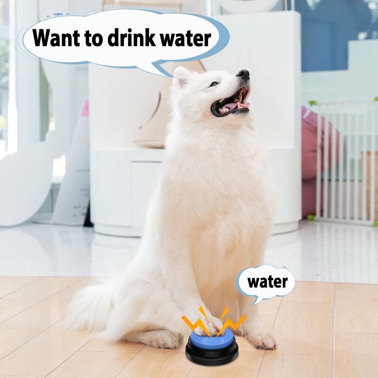 TRELC Dog Buttons for Communication, 30 Seconds Voice Recording Button, Pets Training Buzzers, Dog Buttons Talk, Creative Gift for Study, Office Game, Pack of 4 (Pink + Green + Blue + Purple)