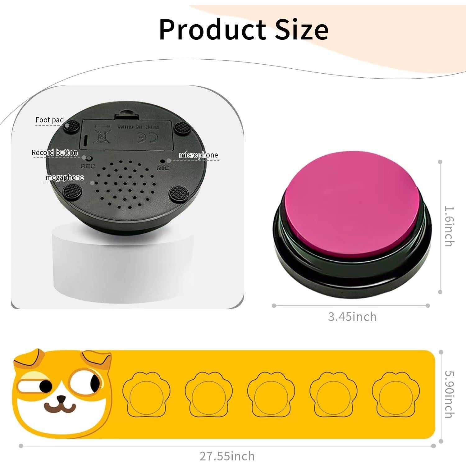 Set of 5 Colors Dog Buttons-Recordable Button-Pet Traninging Buzzer-Dog Talking Buttons,Pet Buttons,Dog Training & Behavior Aids-Train Your Dog to Voice What They Need (Battery Included)